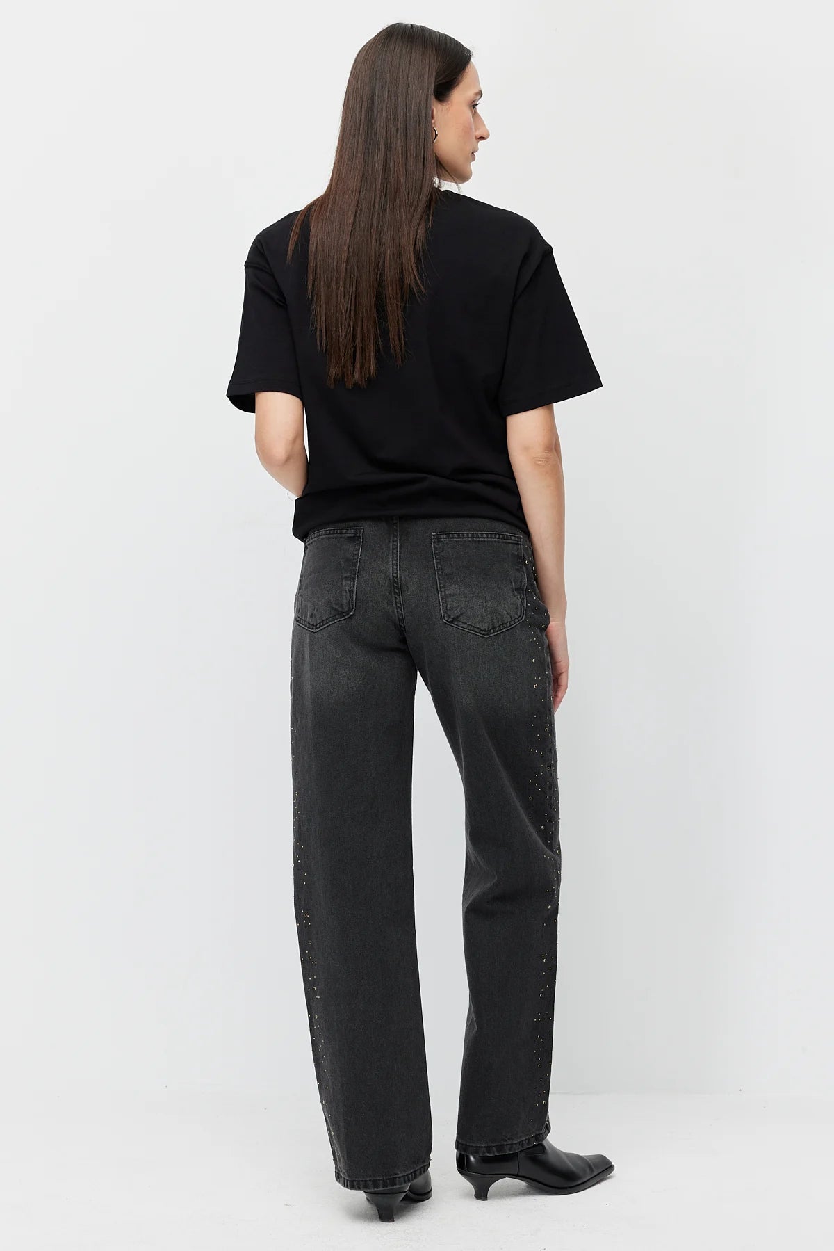Women's Stone Embellished Wide Leg Jeans