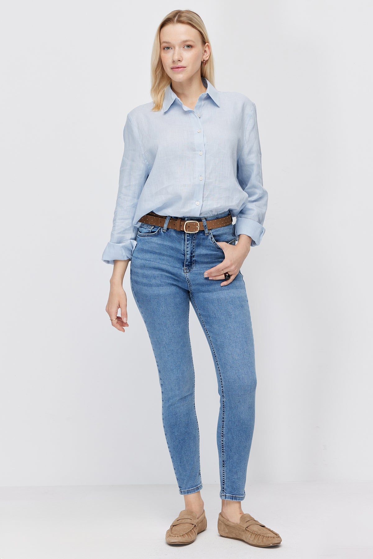 Women's High-Waisted Slim-Fit Trousers
