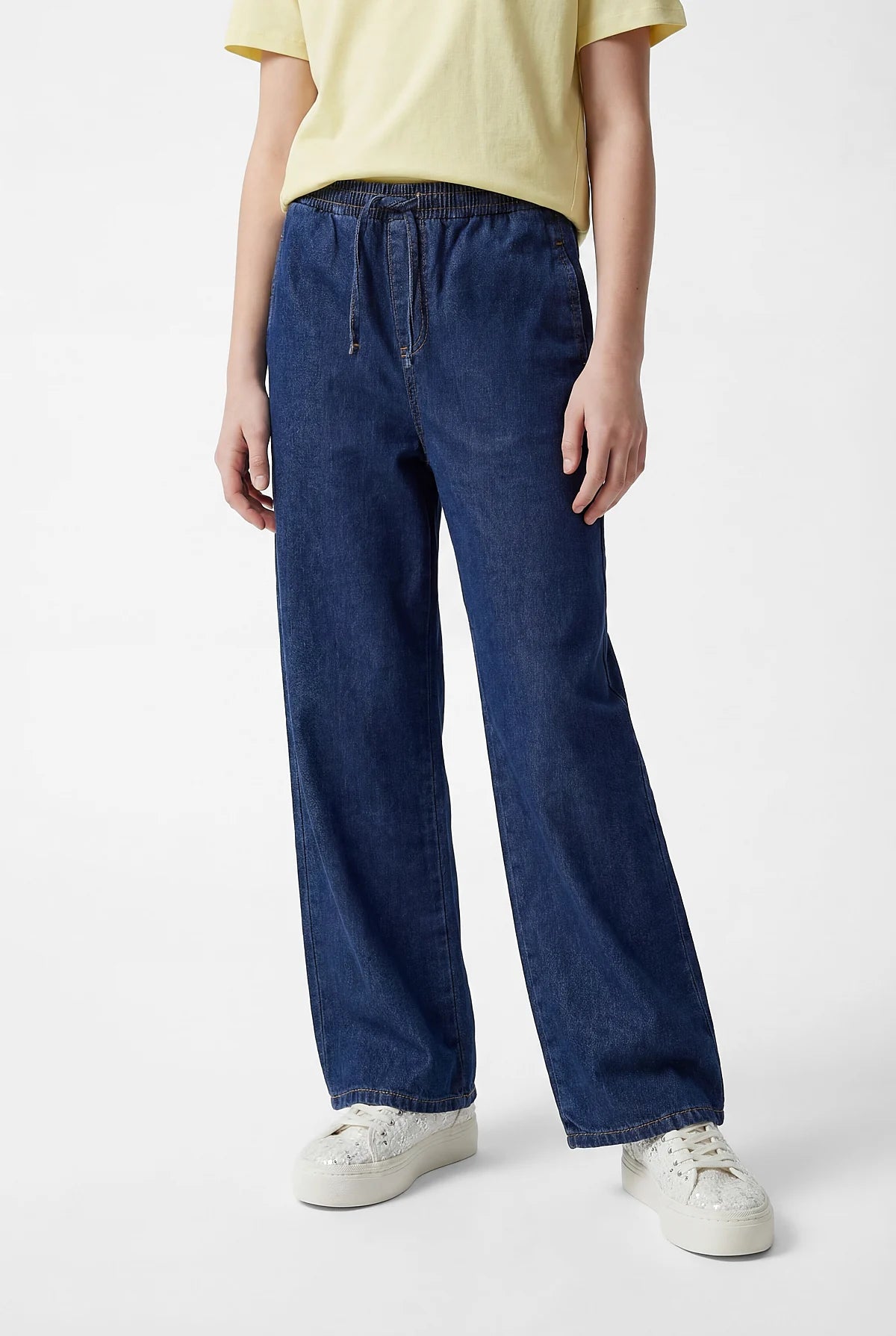 Girls' Wide Leg Elastic Waist Jeans