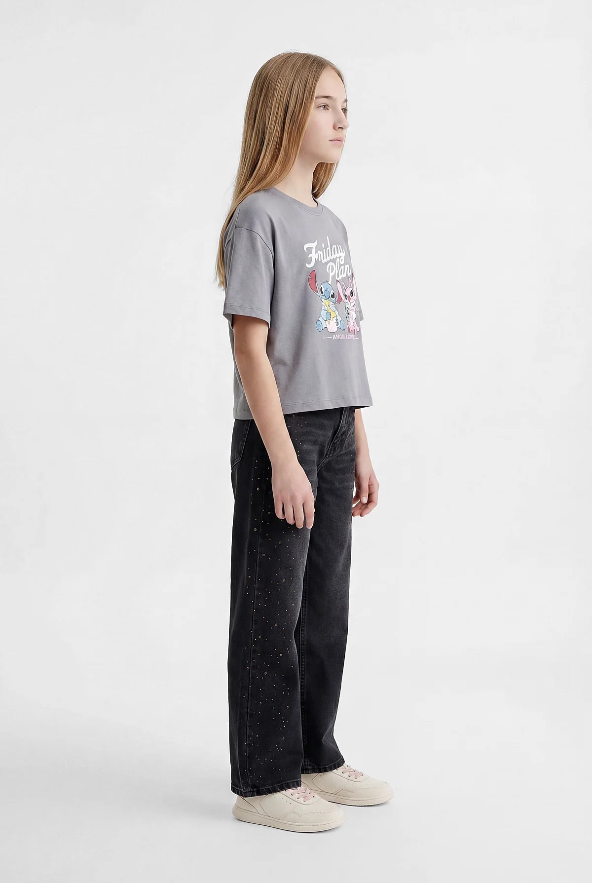 Girls' Rhinestone Embellished Denim Pants