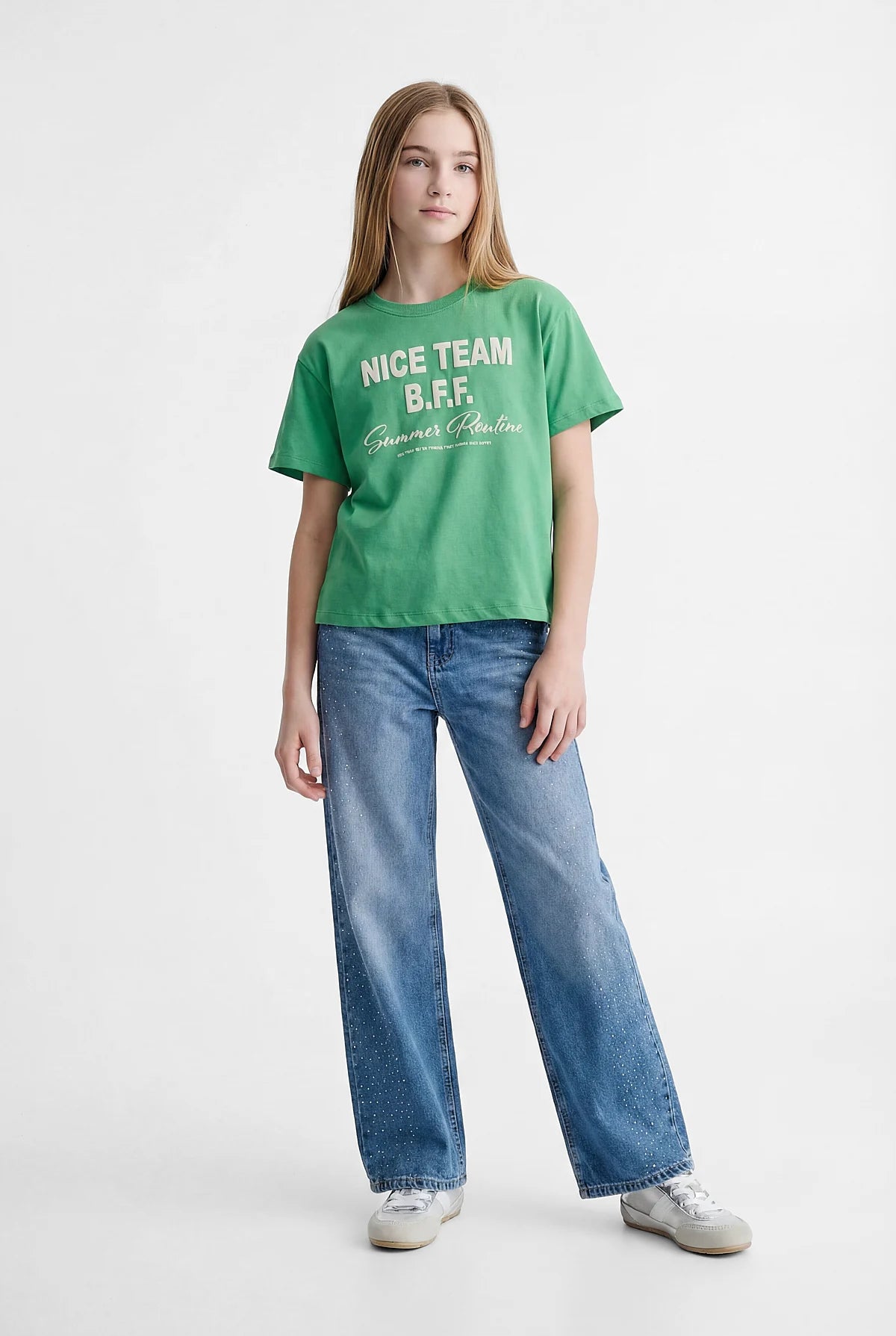 Girls' Rhinestone Embellished Denim Pants