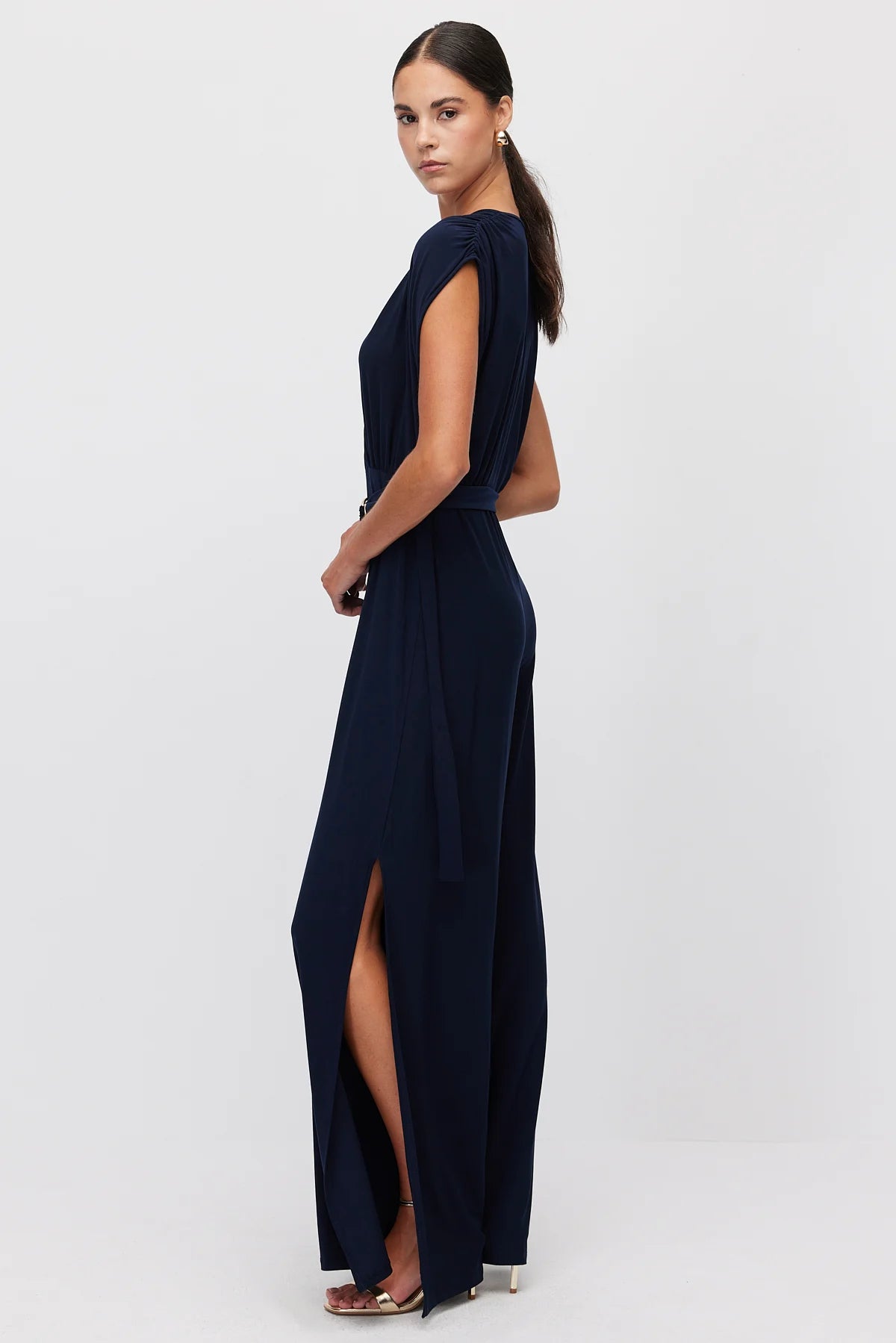 Women's Wide Leg Jumpsuit with Slit