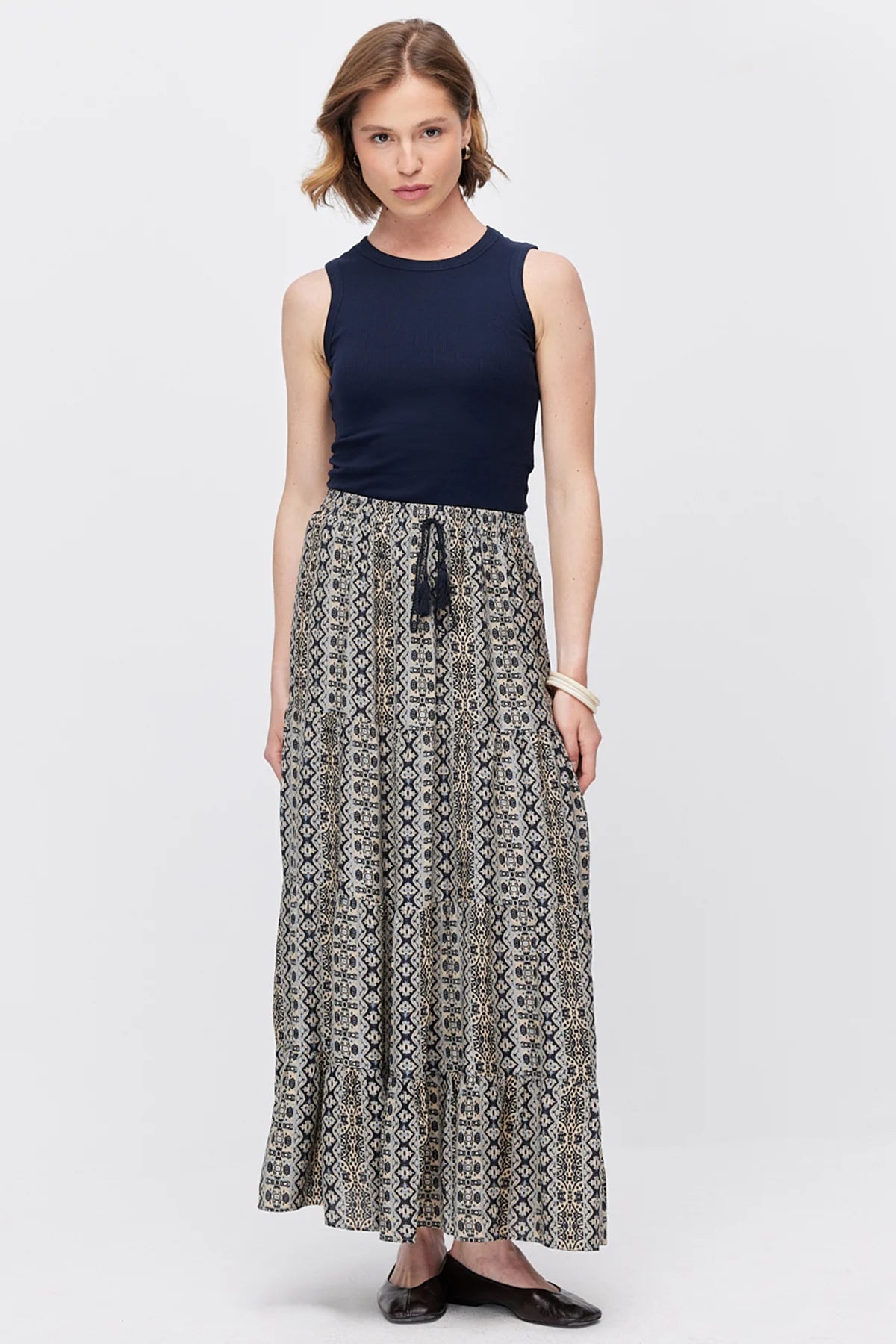 Women's Patterned Skirt with Elastic Waistband