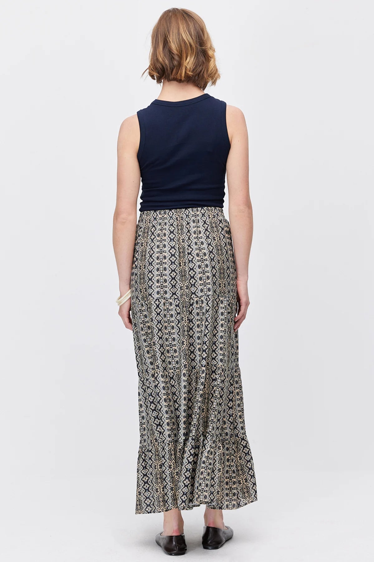 Women's Patterned Skirt with Elastic Waistband