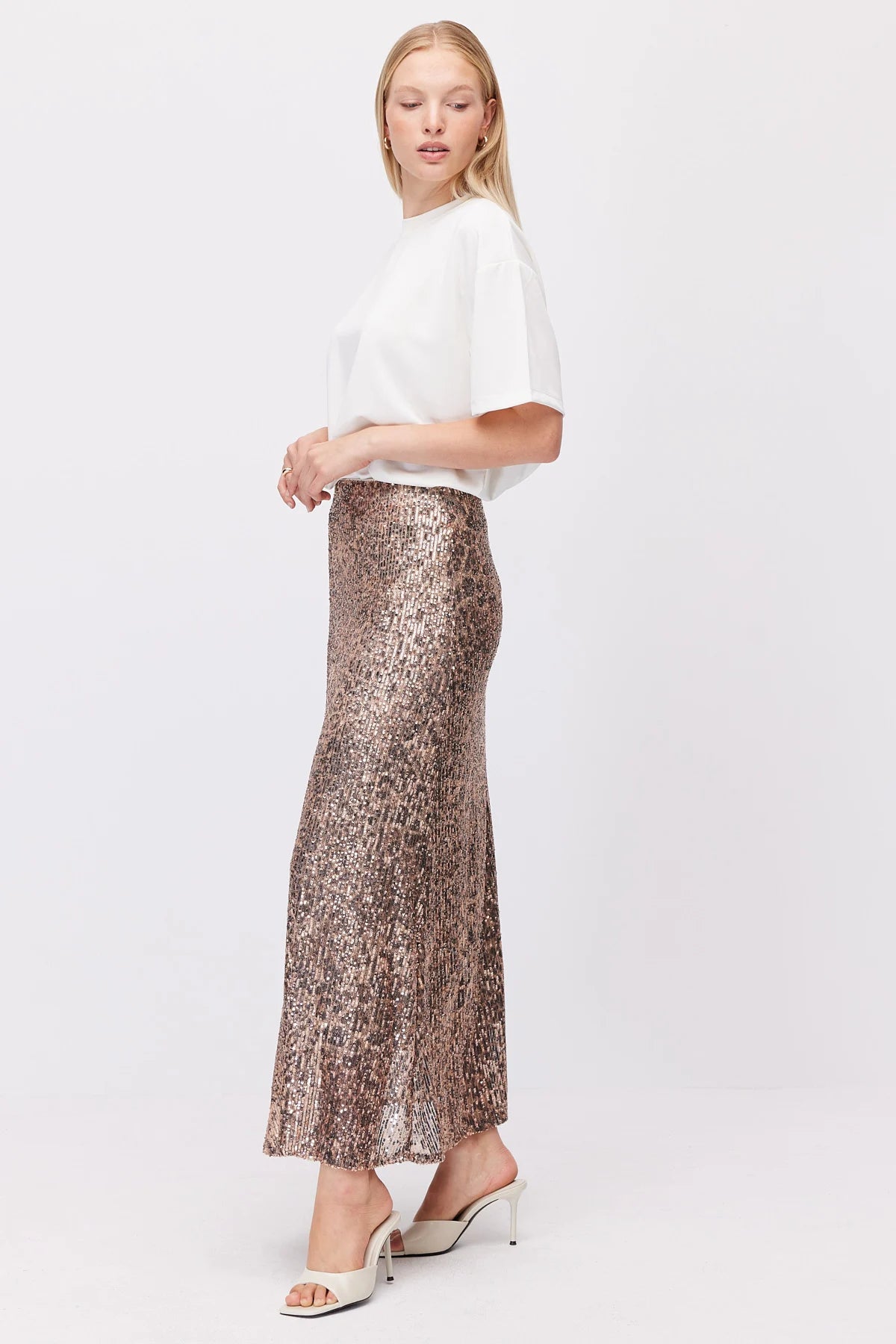 Women's Metallic Look Skirt