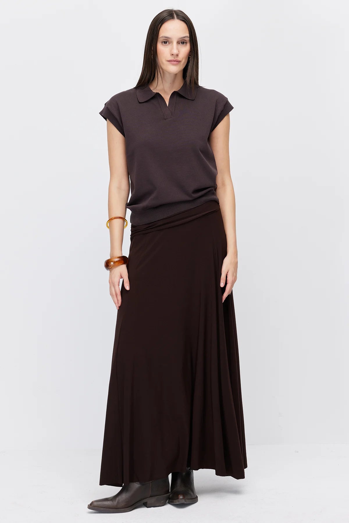 Women's Gathered Detail Flared Skirt