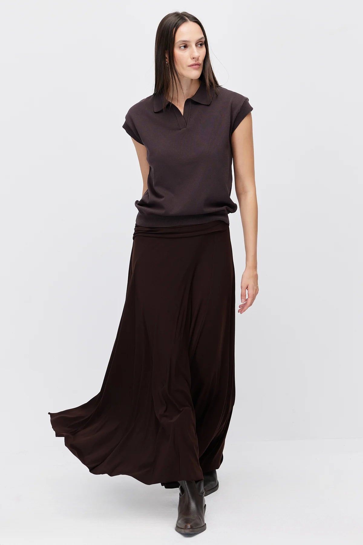 Women's Gathered Detail Flared Skirt