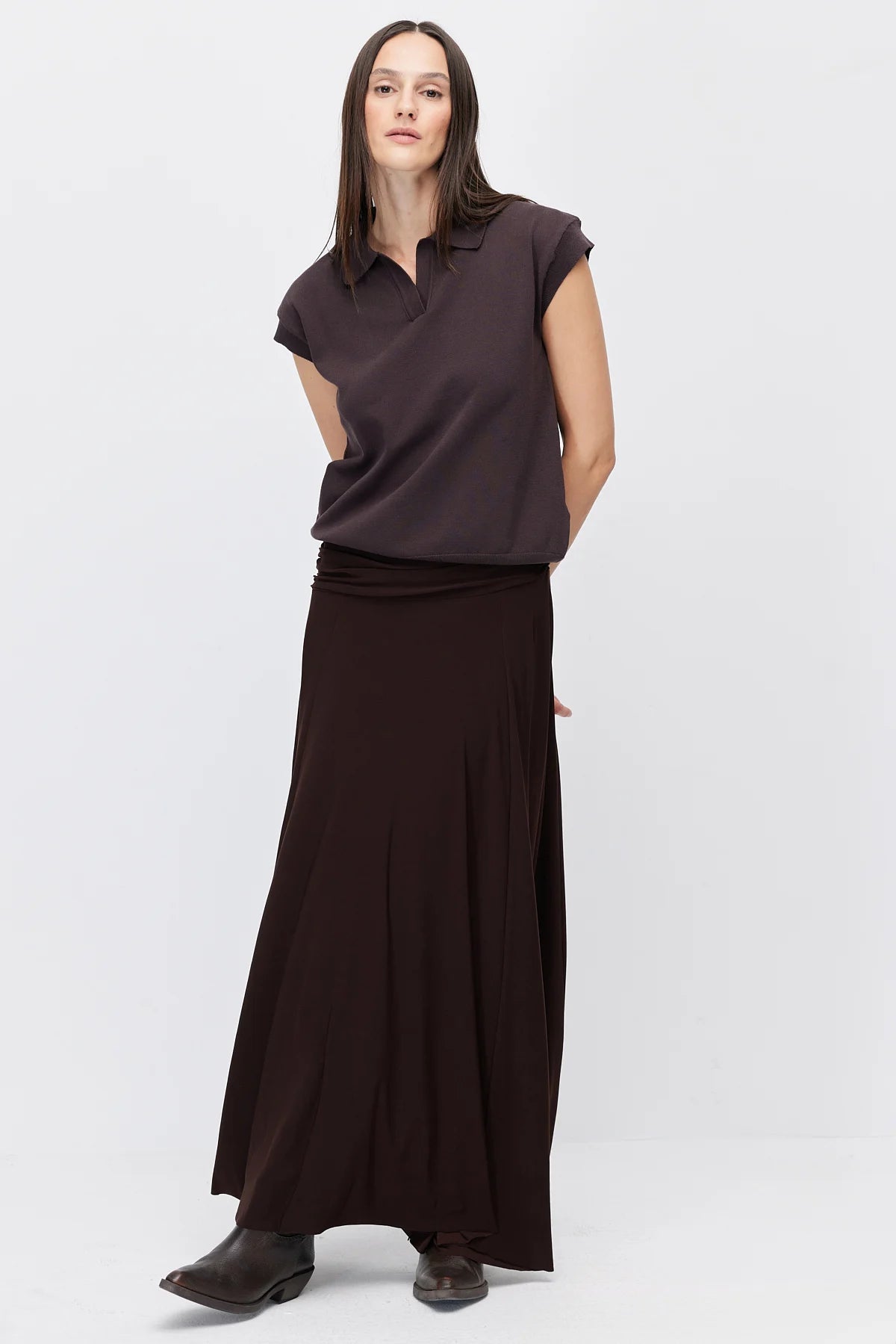 Women's Gathered Detail Flared Skirt