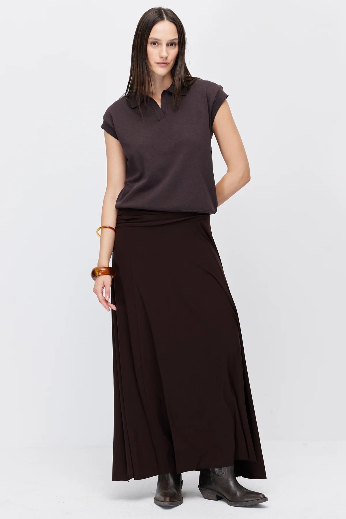 Women's Gathered Detail Flared Skirt