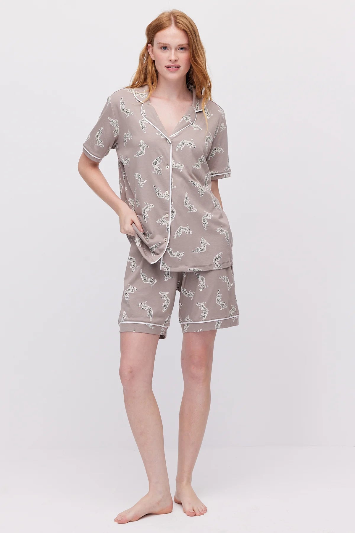 Women's Button-Down Shorts Pajama Set