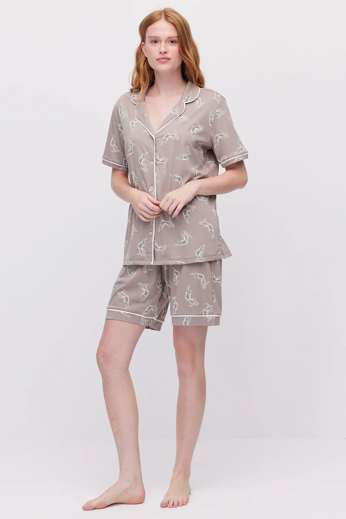 Women's Button-Down Shorts Pajama Set