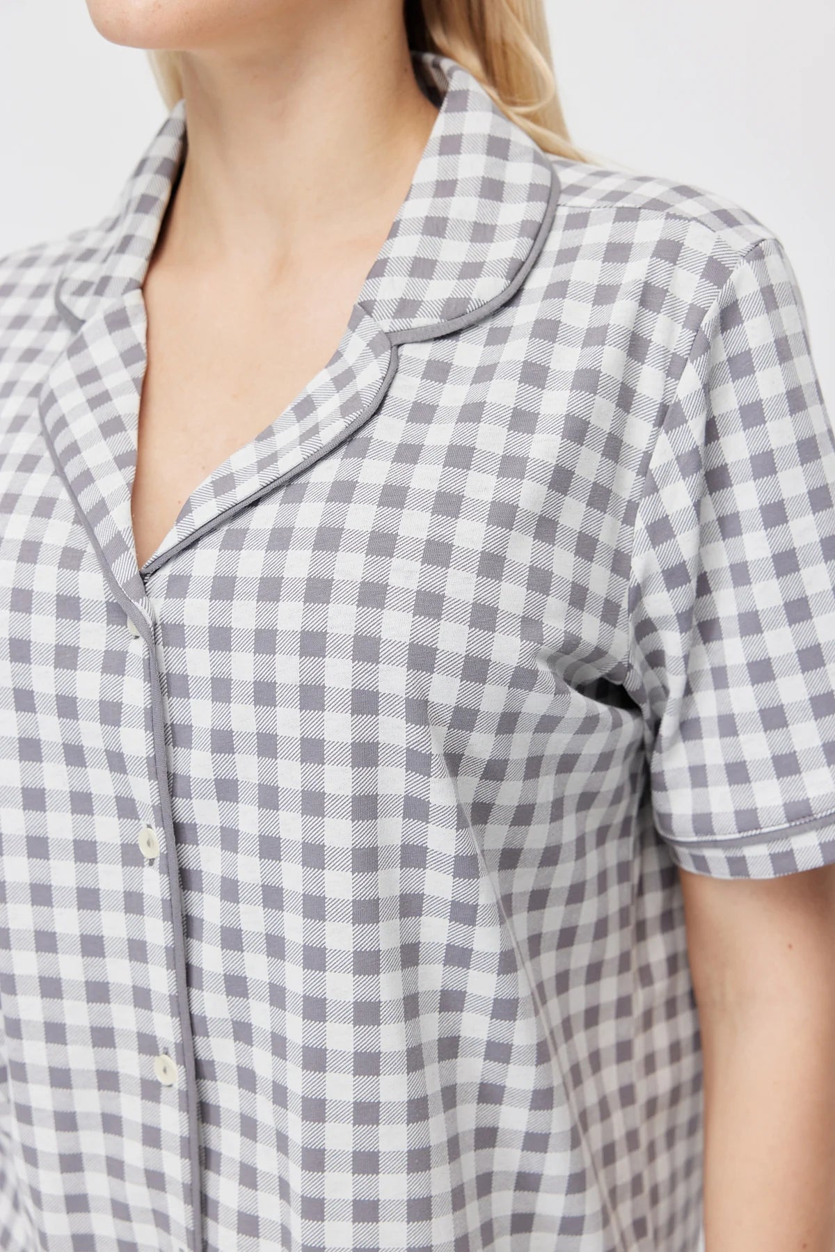 Women's Shirt Collar Plaid Pajama Set