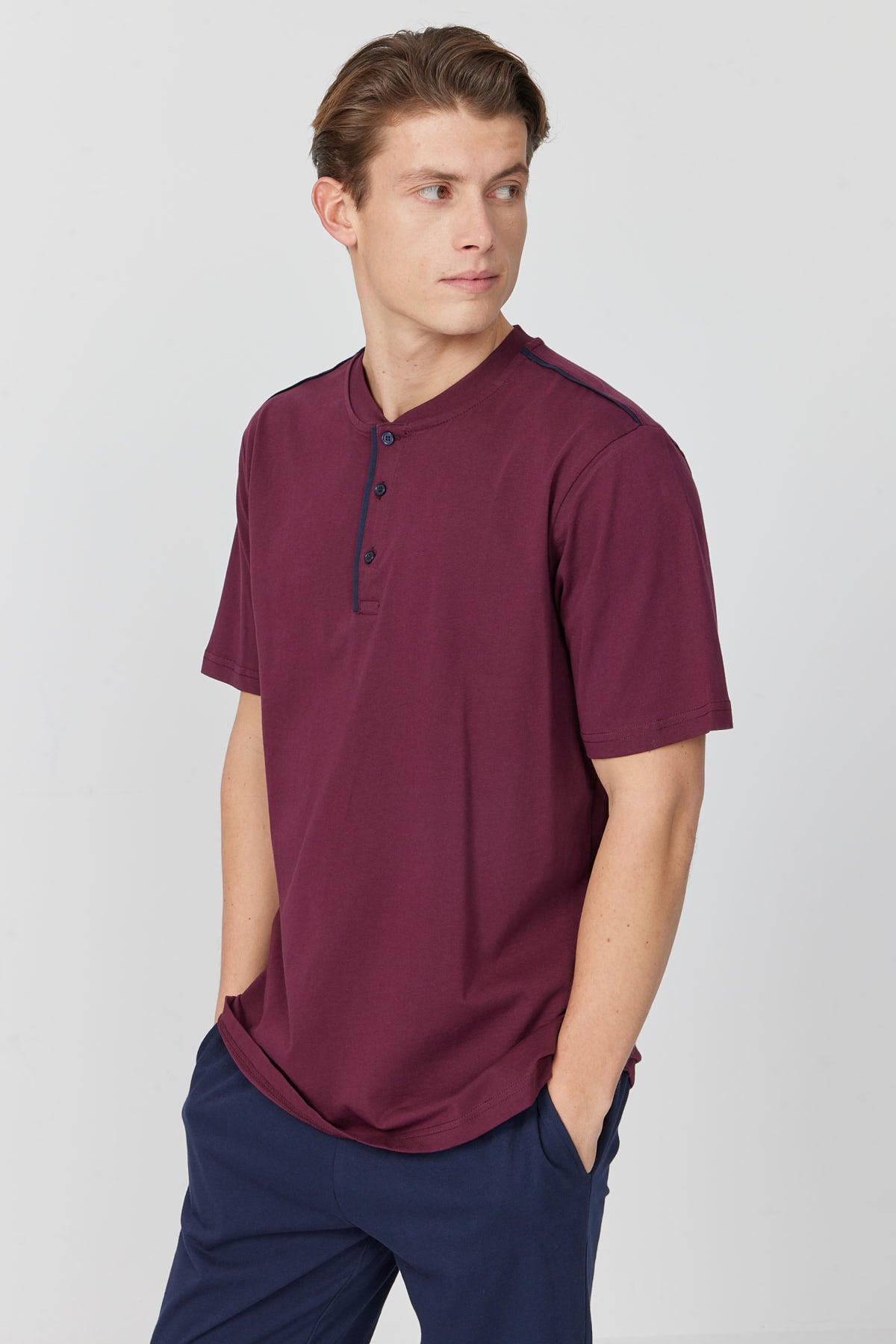 Men's Short-Sleeved Textured Pajama Set
