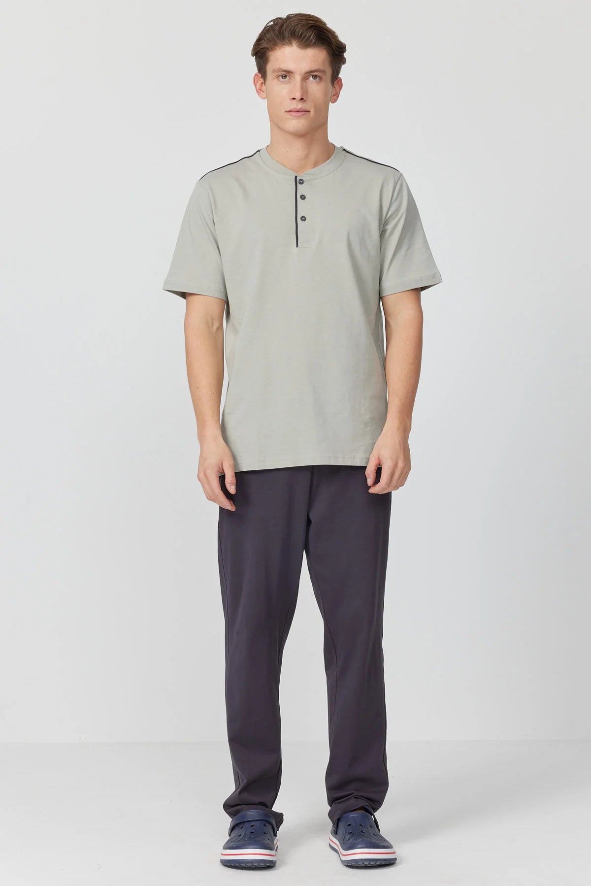 Men's Short-Sleeved Textured Pajama Set