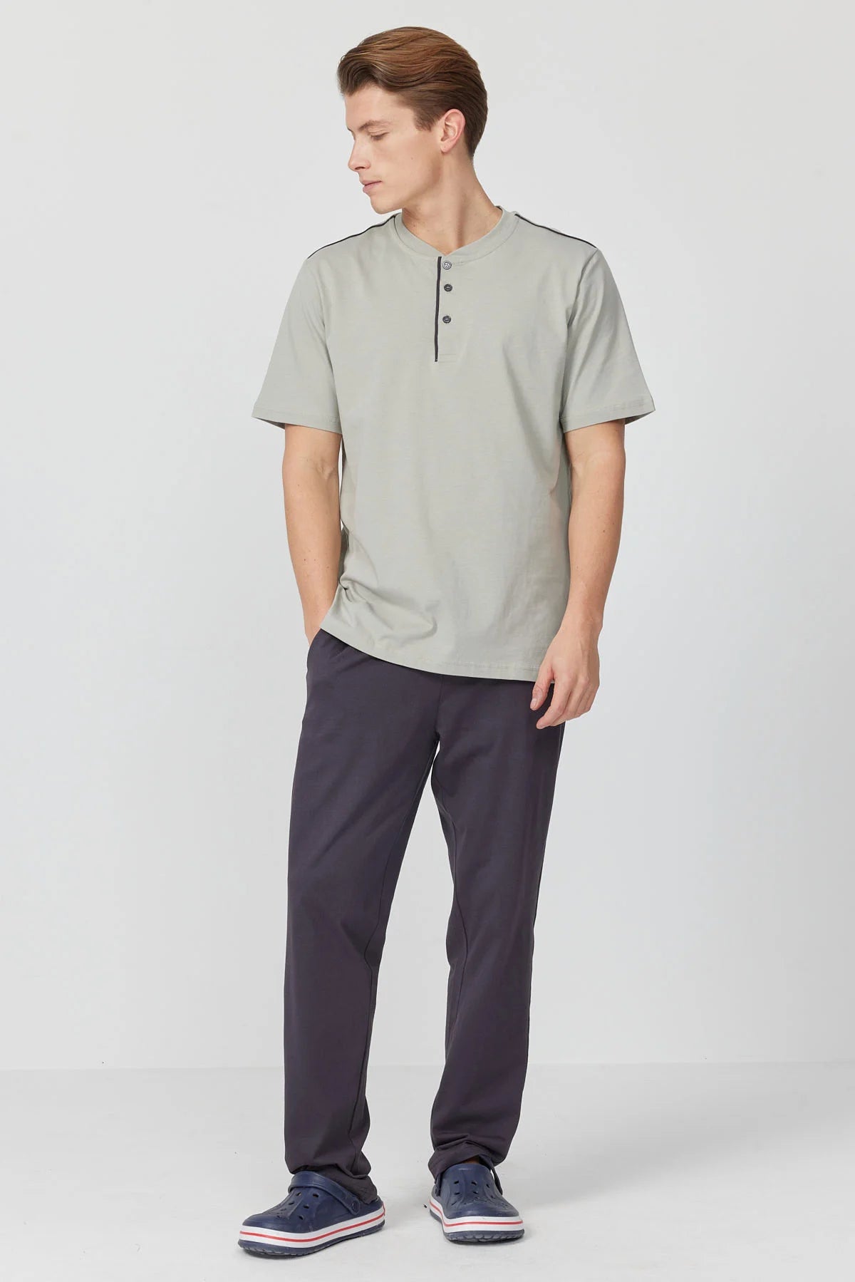 Men's Short-Sleeved Textured Pajama Set
