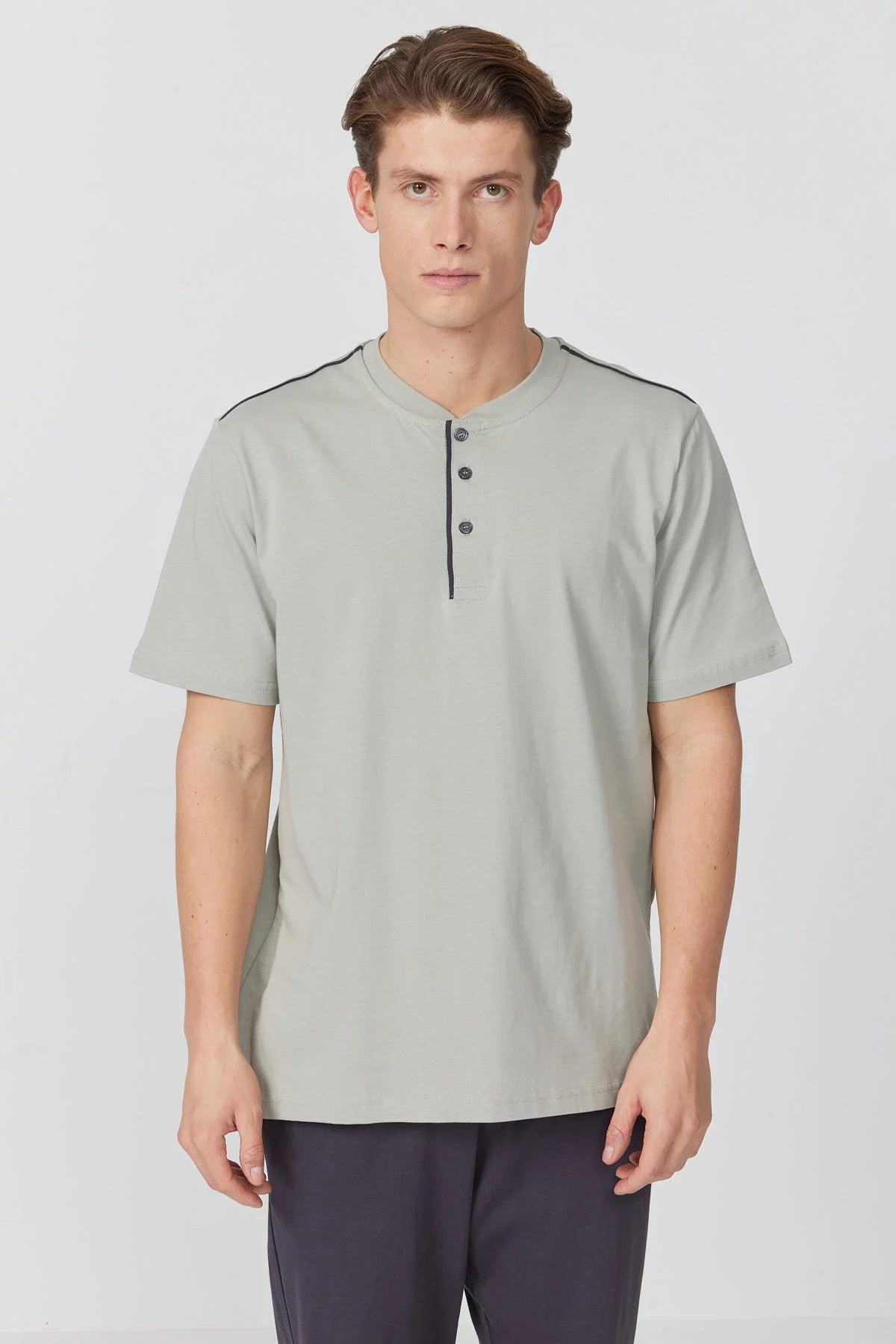 Men's Short-Sleeved Textured Pajama Set