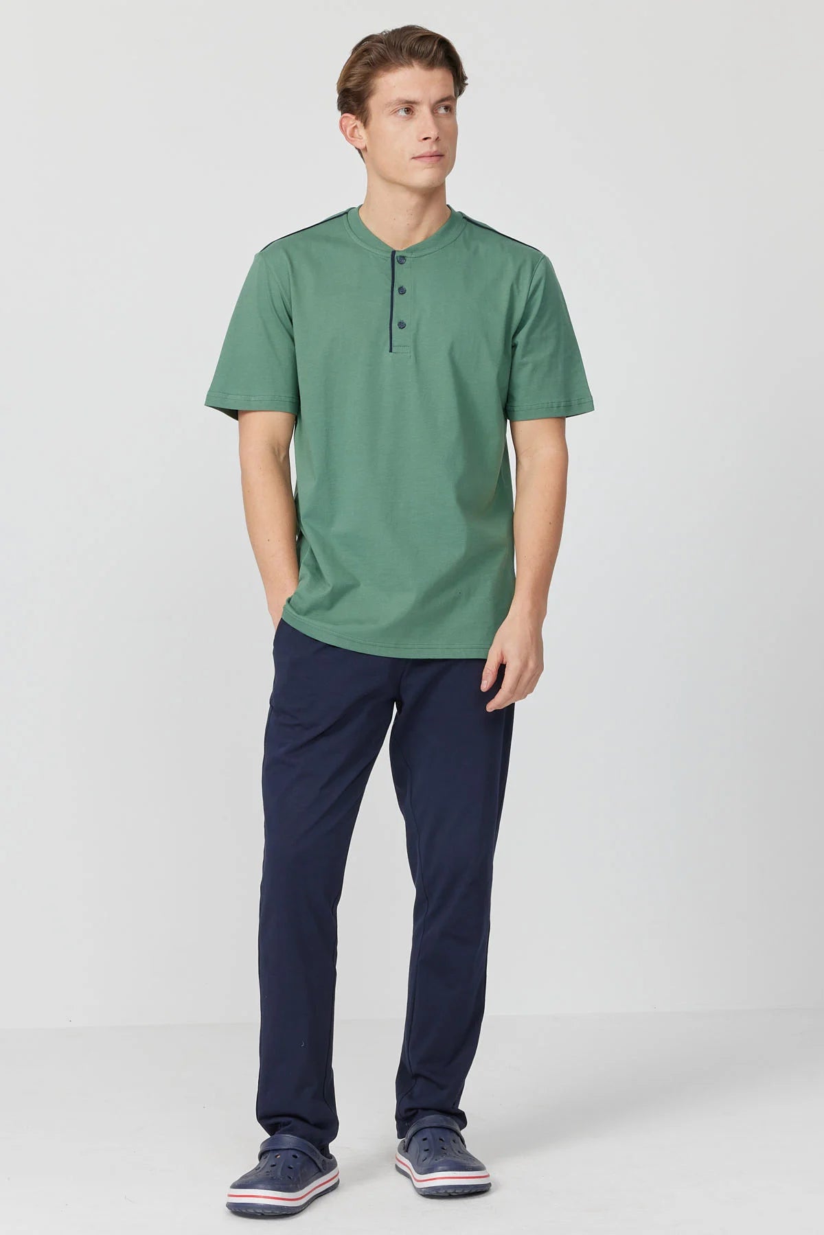 Men's Short-Sleeved Textured Pajama Set
