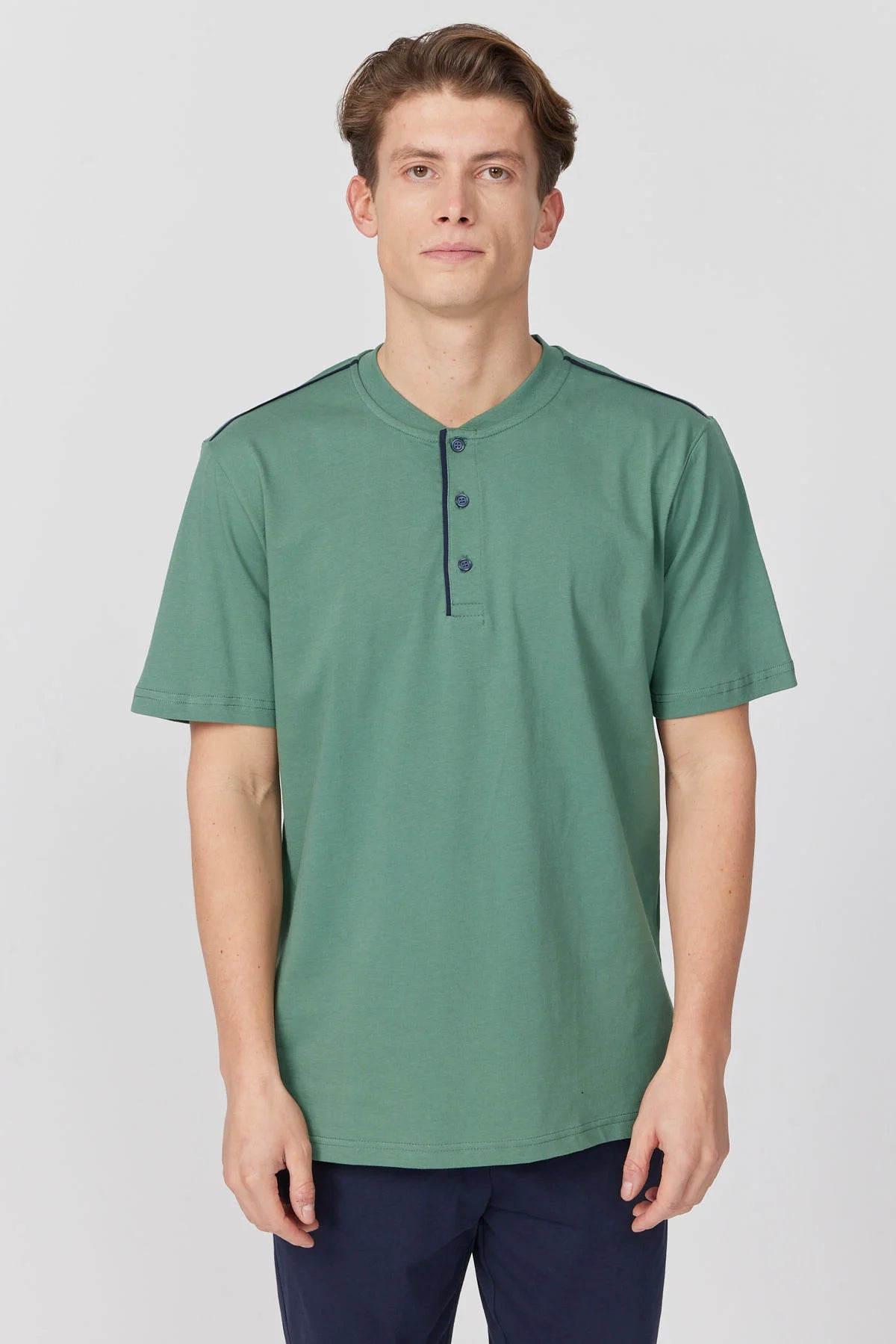 Men's Short-Sleeved Textured Pajama Set