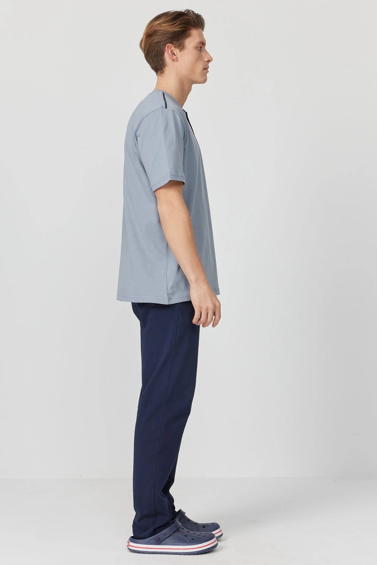 Men's Short-Sleeved Textured Pajama Set