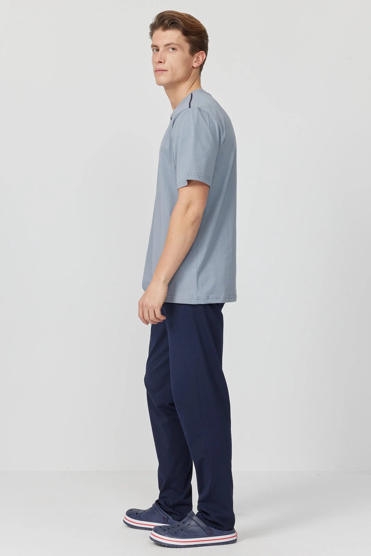 Men's Short-Sleeved Textured Pajama Set