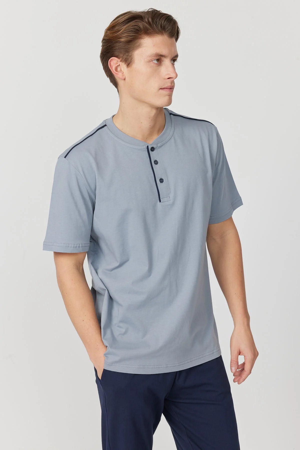 Men's Short-Sleeved Textured Pajama Set
