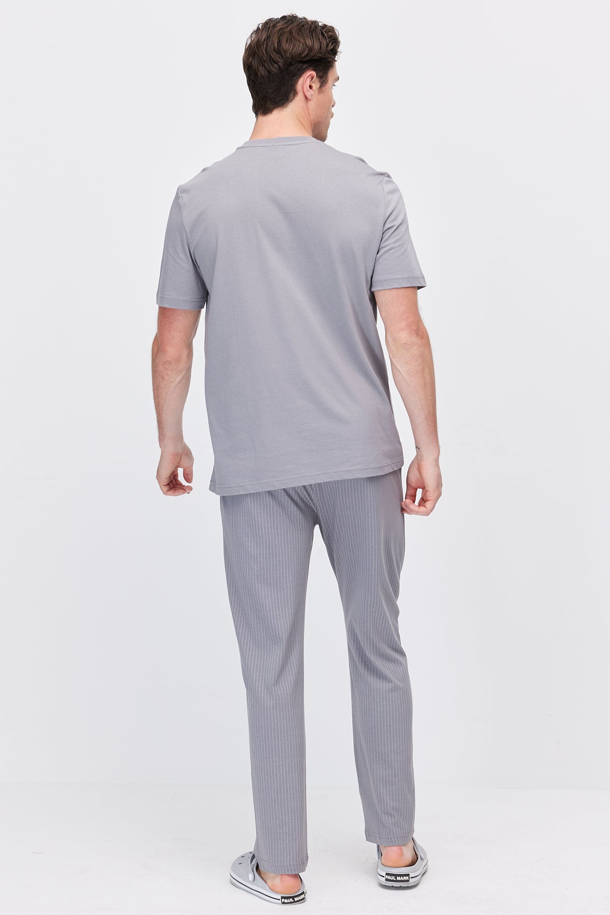 Men's Short-Sleeved Striped Pajama Set