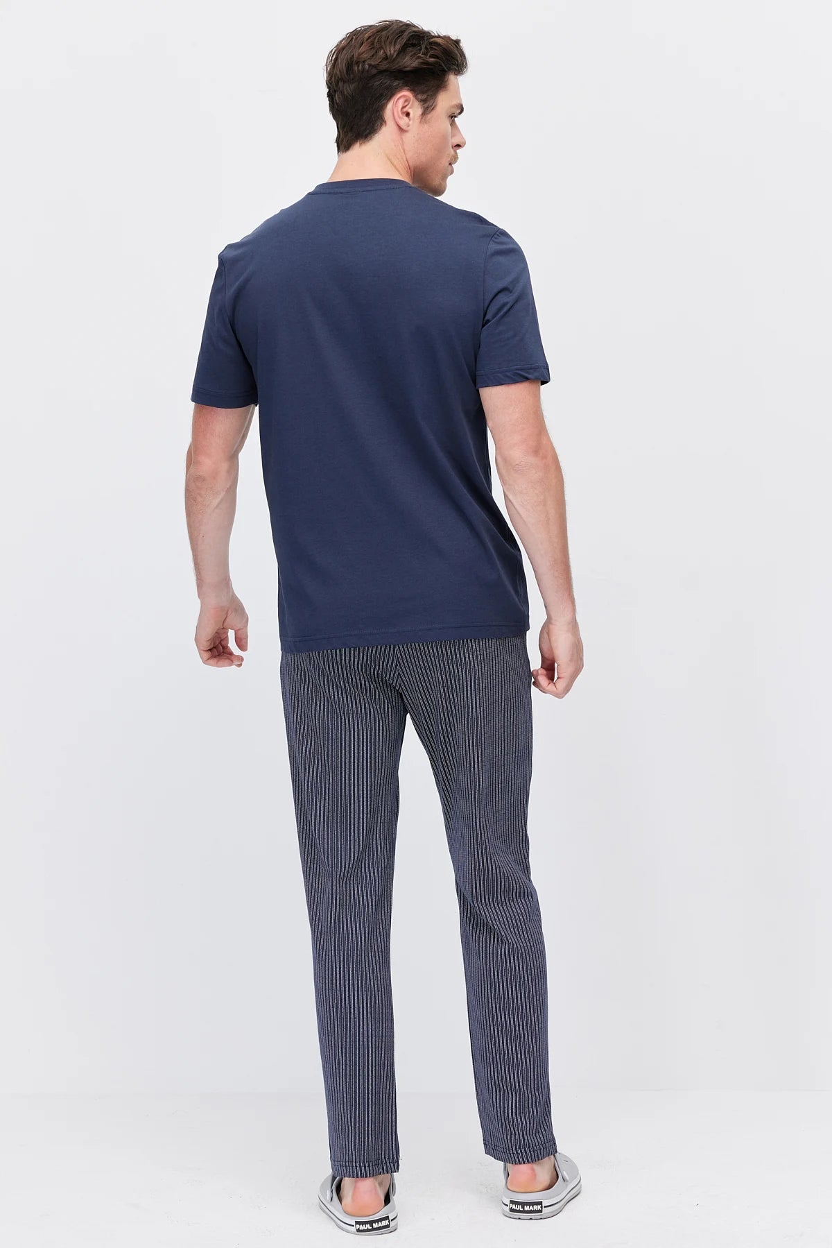 Men's Short-Sleeved Striped Pajama Set