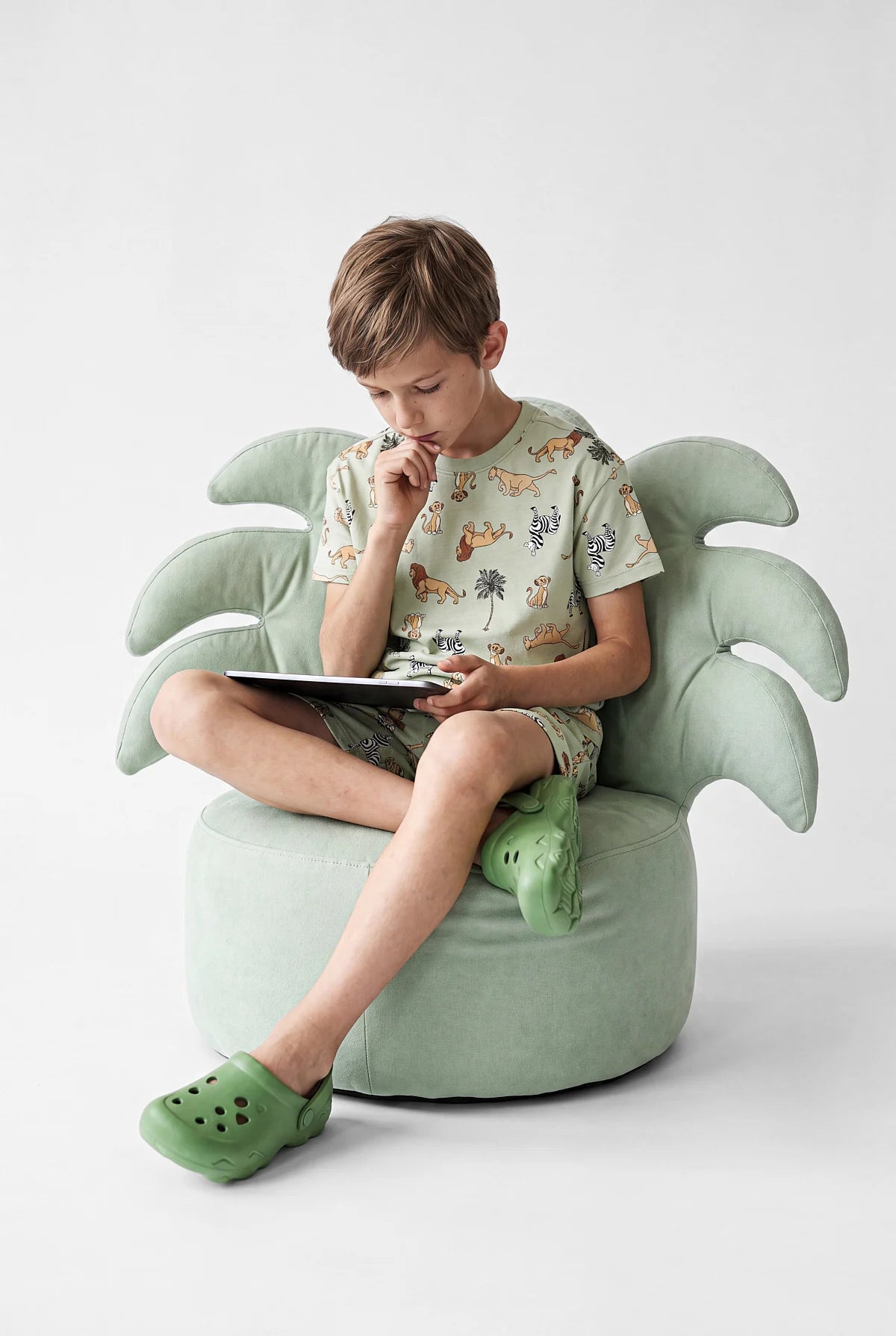 Boys' Crew Neck Printed Shorts Pajama Set