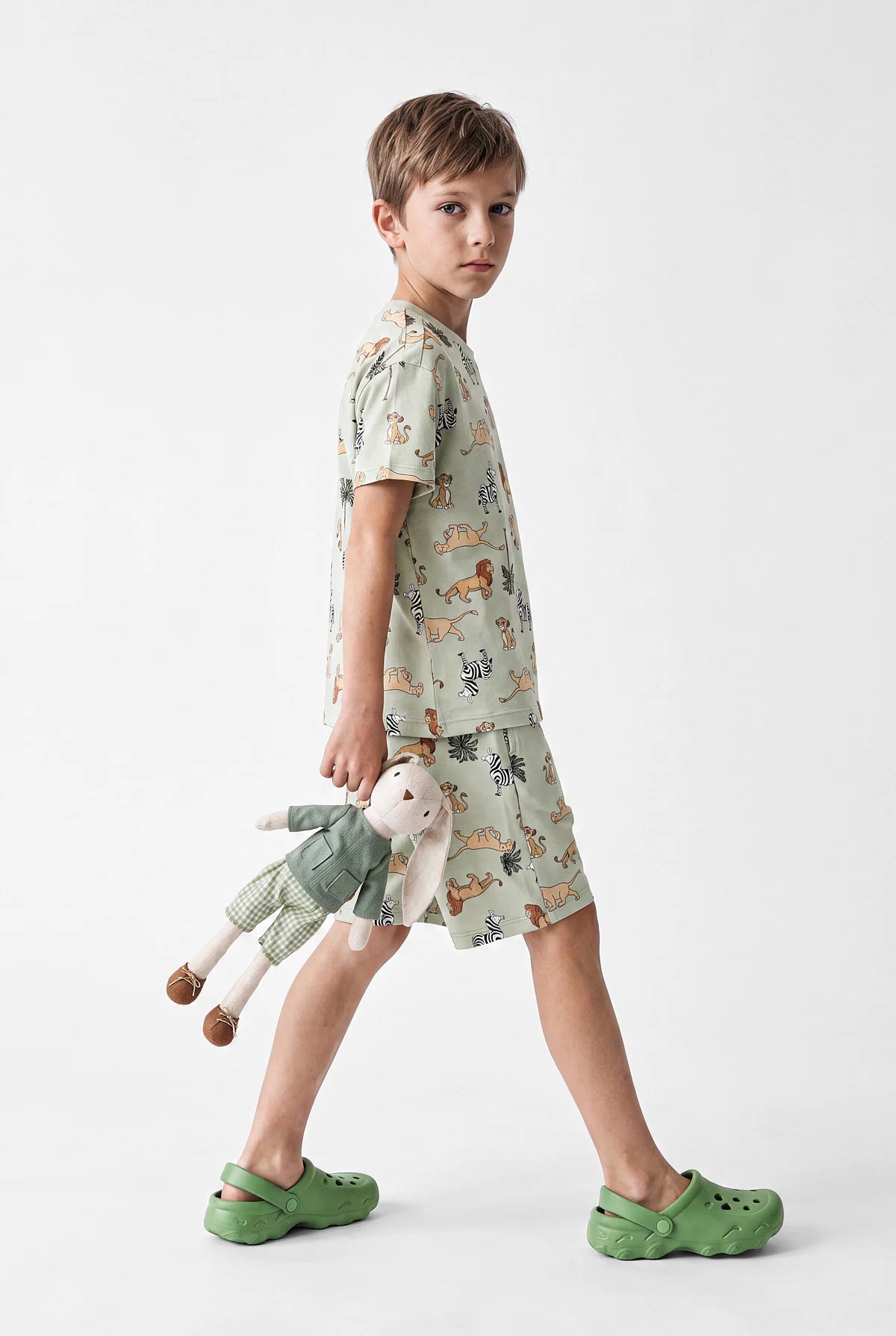 Boys' Crew Neck Printed Shorts Pajama Set