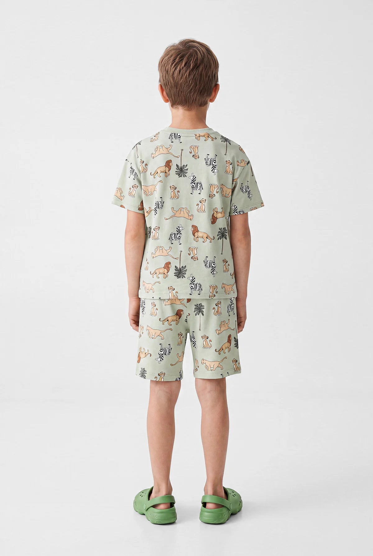Boys' Crew Neck Printed Shorts Pajama Set