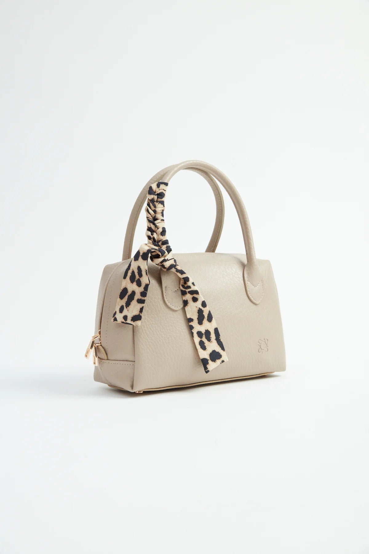 Women's Handbag with Scarf Detail Bowling bag style handbag