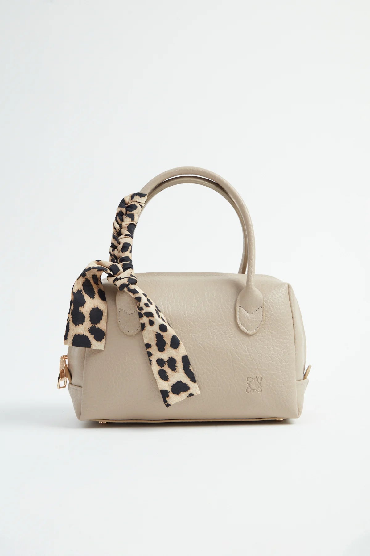 Women's Handbag with Scarf Detail Bowling bag style handbag