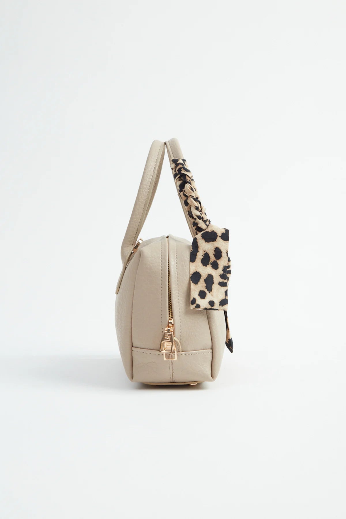 Women's Handbag with Scarf Detail Bowling bag style handbag