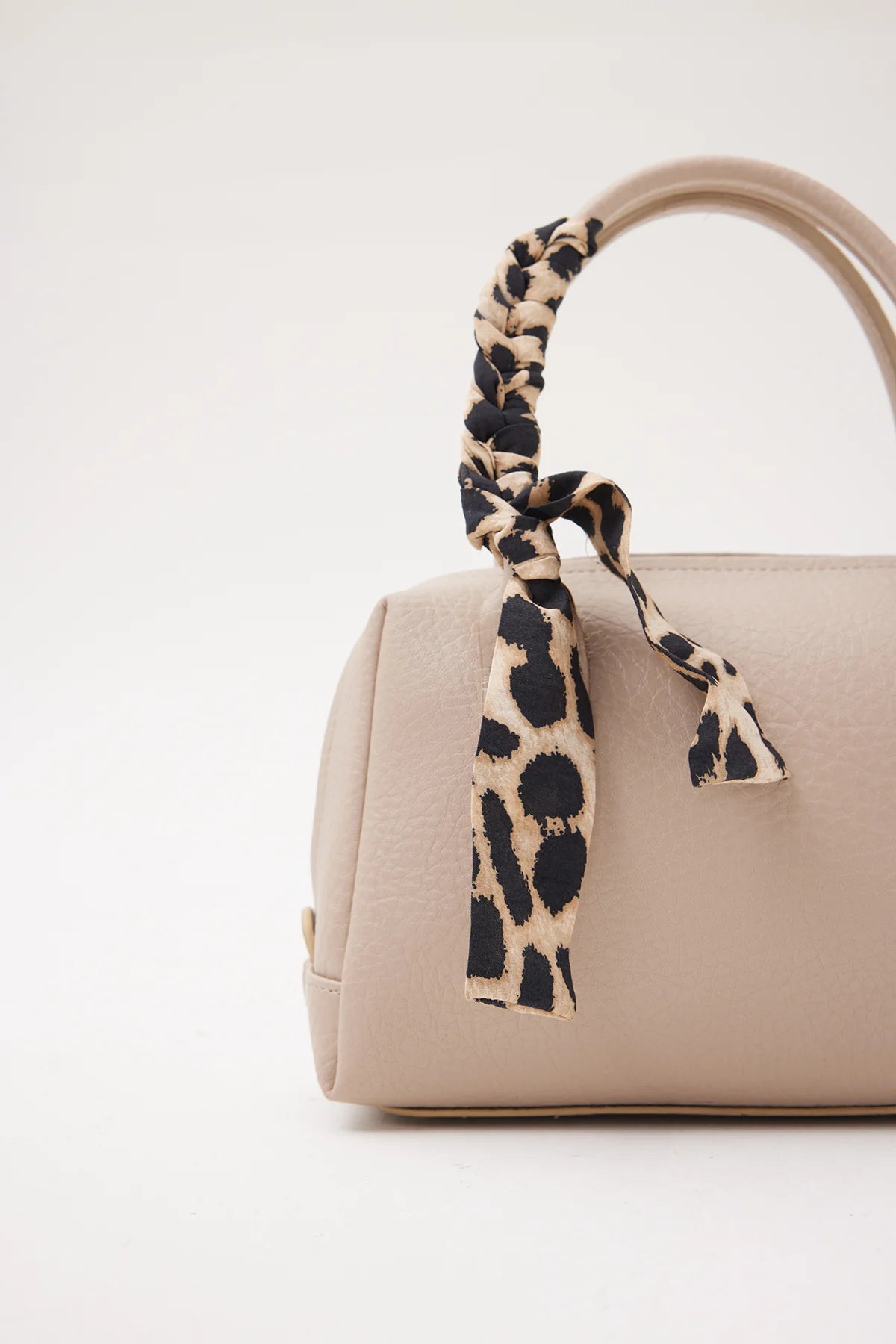 Women's Handbag with Scarf Detail Bowling bag style handbag