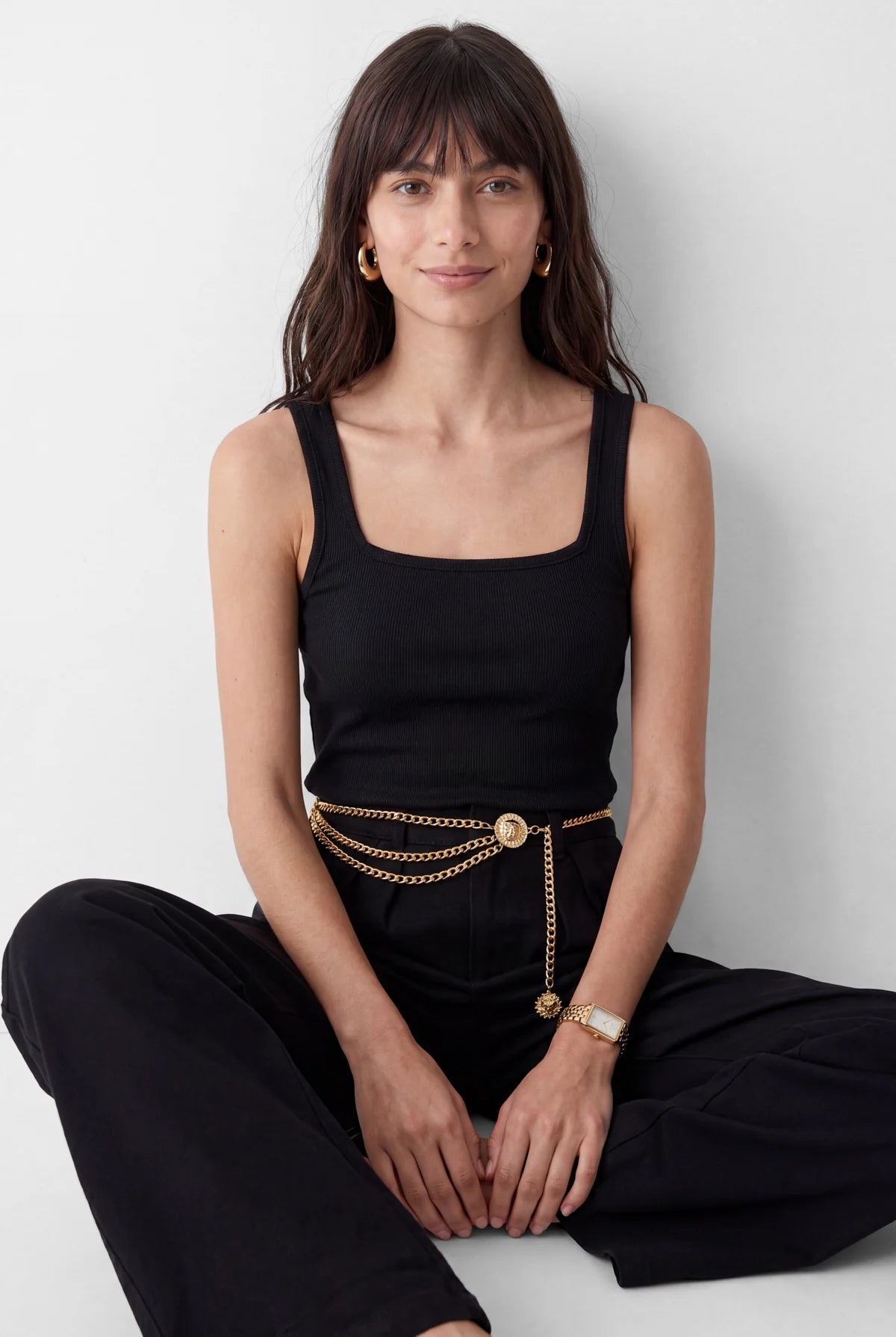 Women's Square Neck Ribbed Tank Top