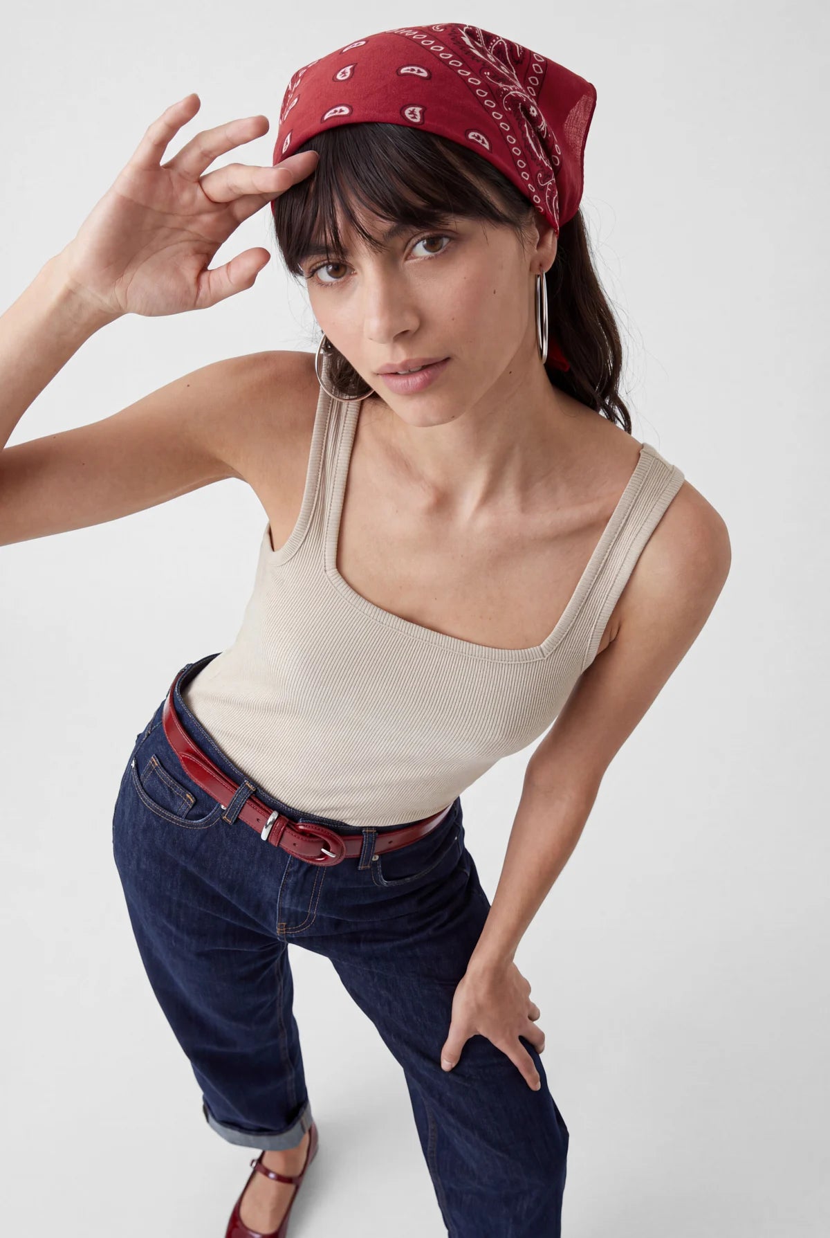 Women's Square Neck Ribbed Tank Top