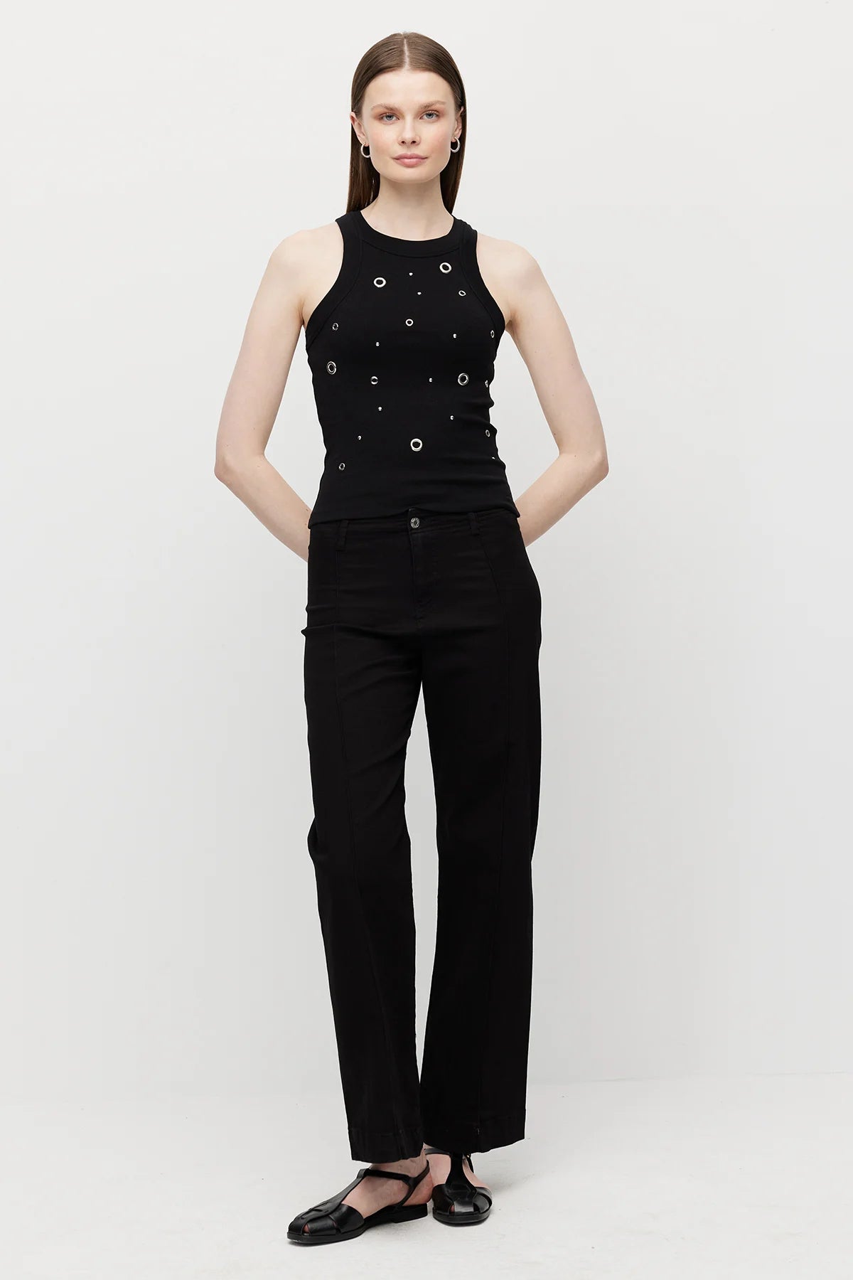Women's Halter Neck Bodysuit with Eyelet Detail