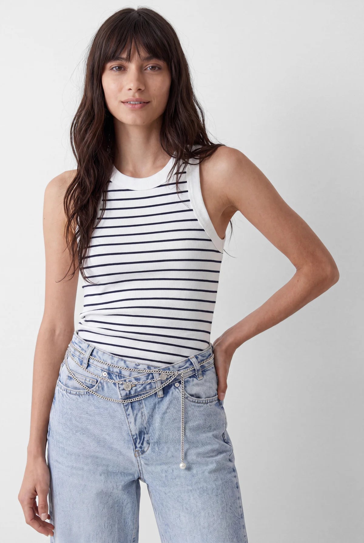 Women's Striped Halter Neck Tank Top