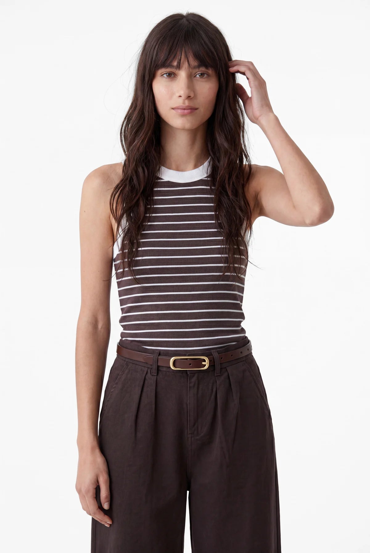 Women's Striped Halter Neck Tank Top