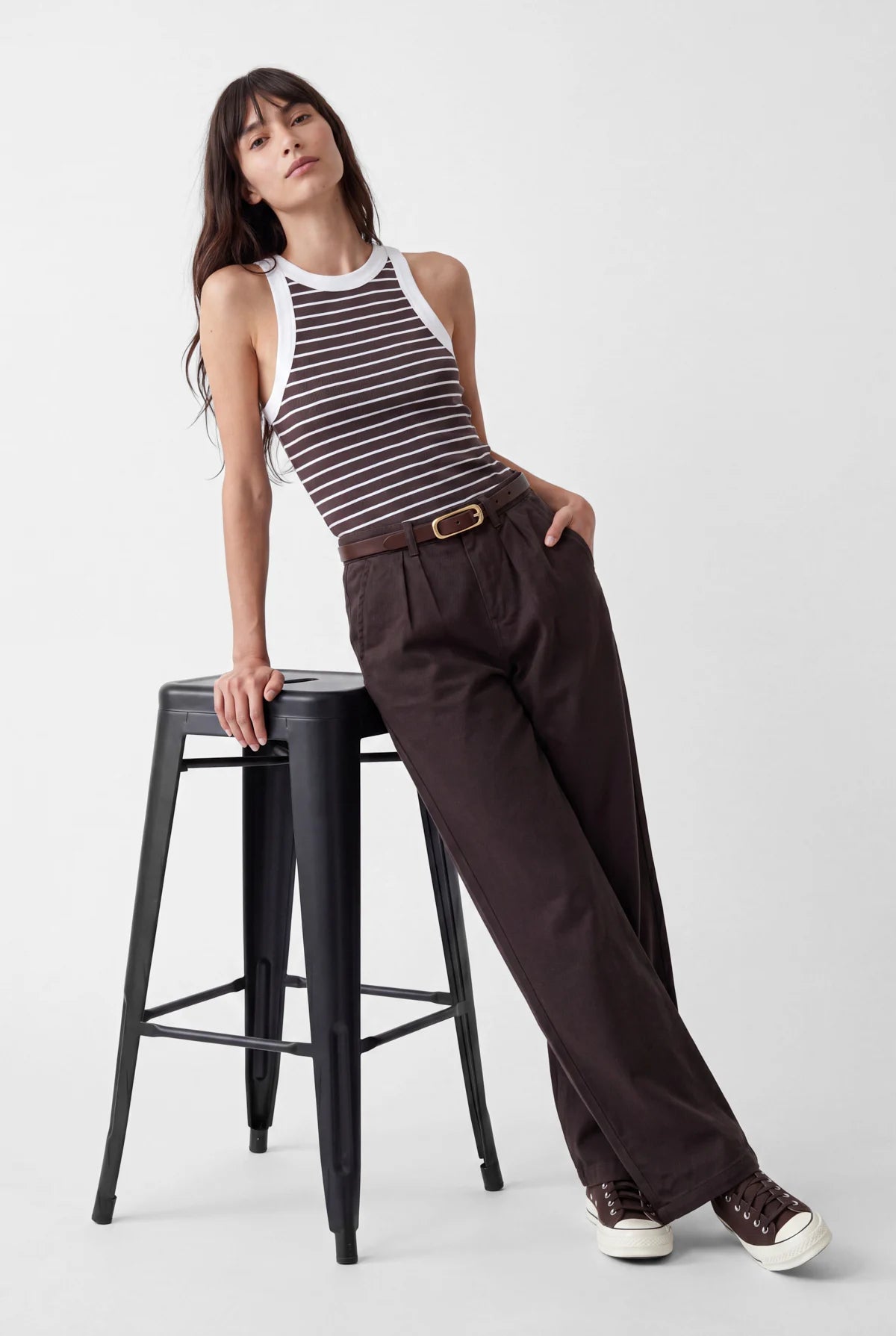 Women's Striped Halter Neck Tank Top