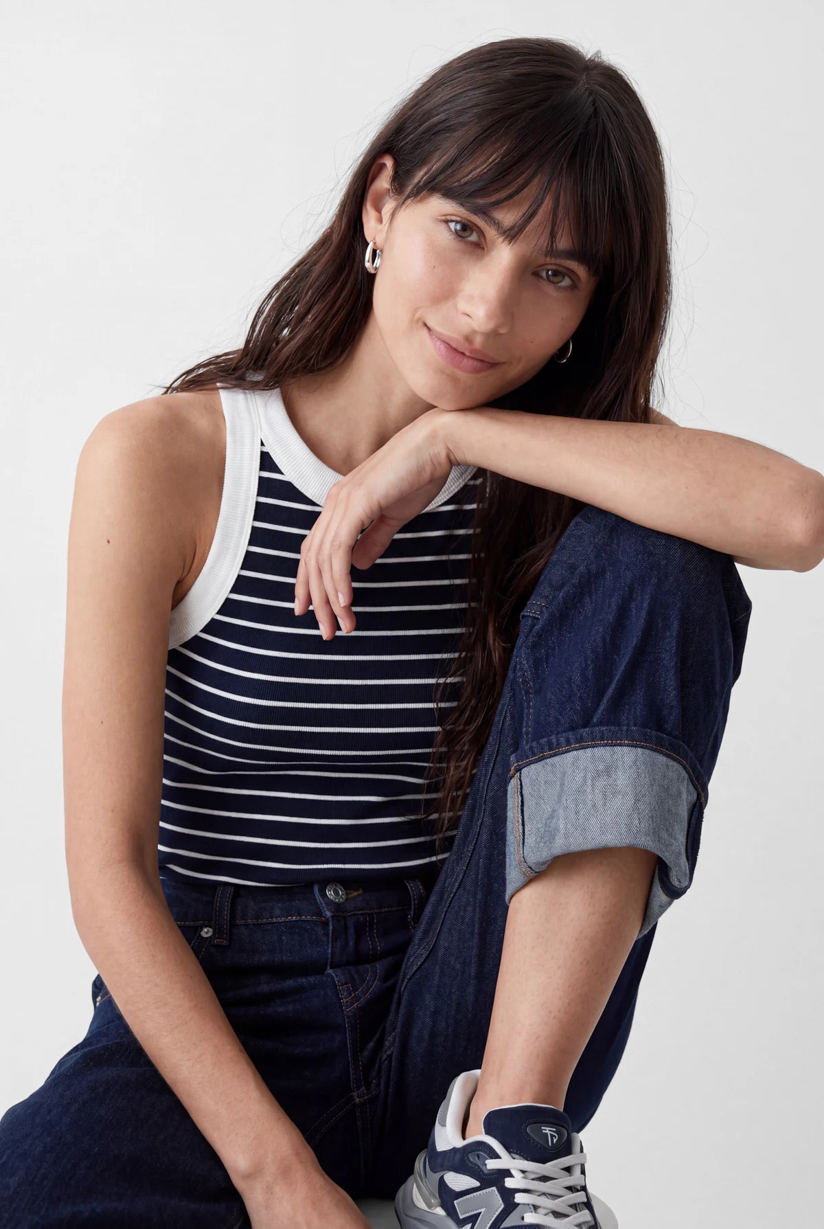 Women's Striped Halter Neck Tank Top