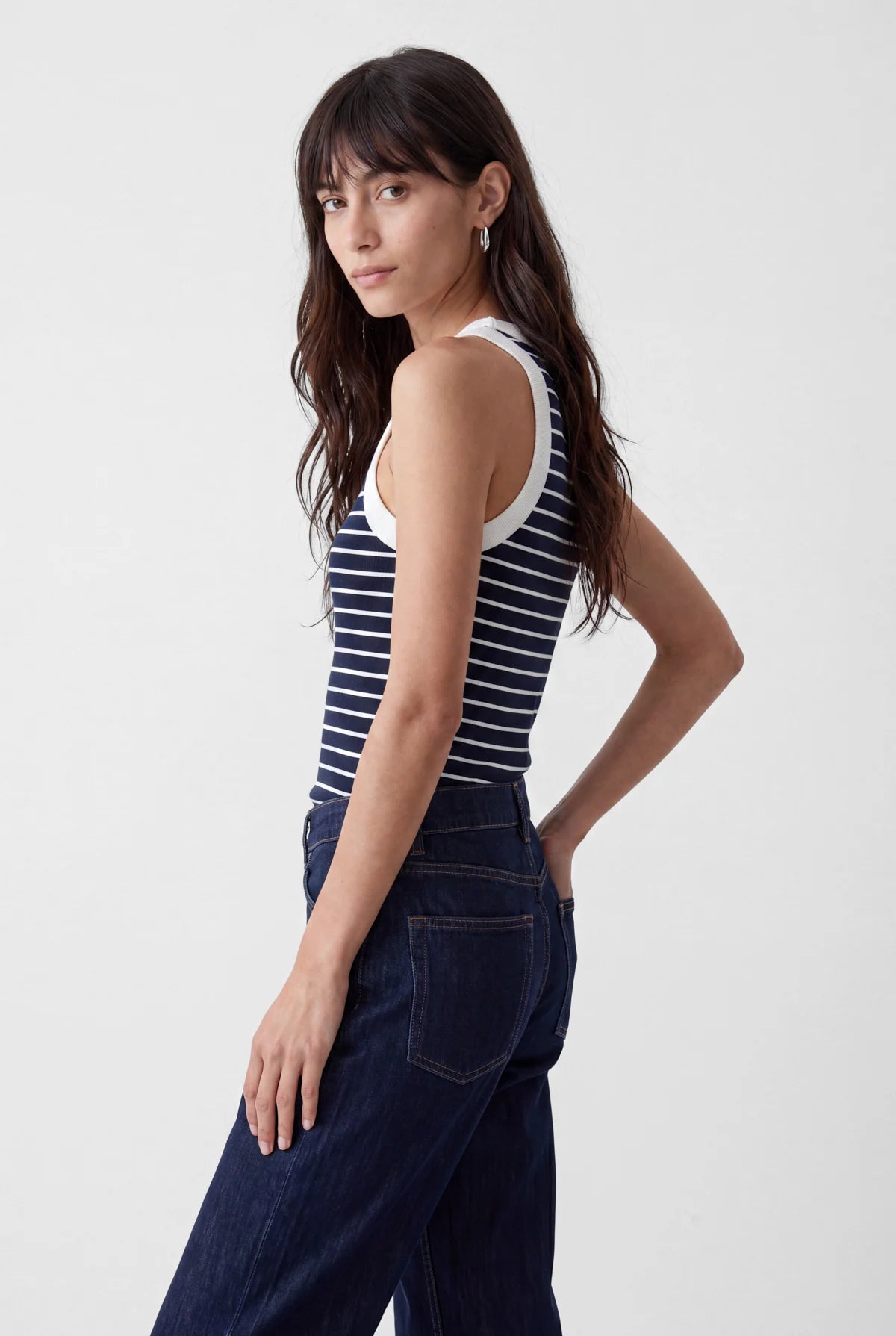 Women's Striped Halter Neck Tank Top
