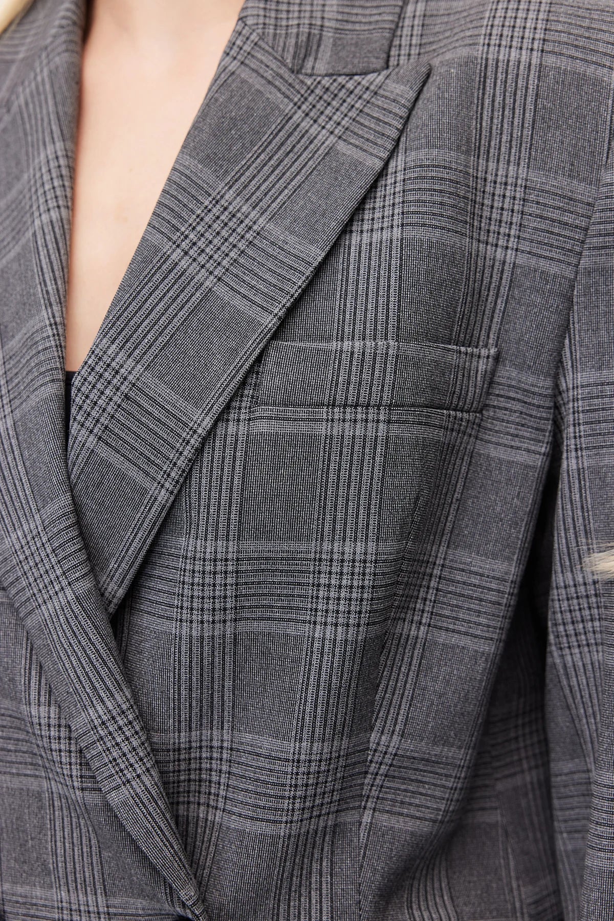 Women's Plaid Button-Down Blazer Jacket