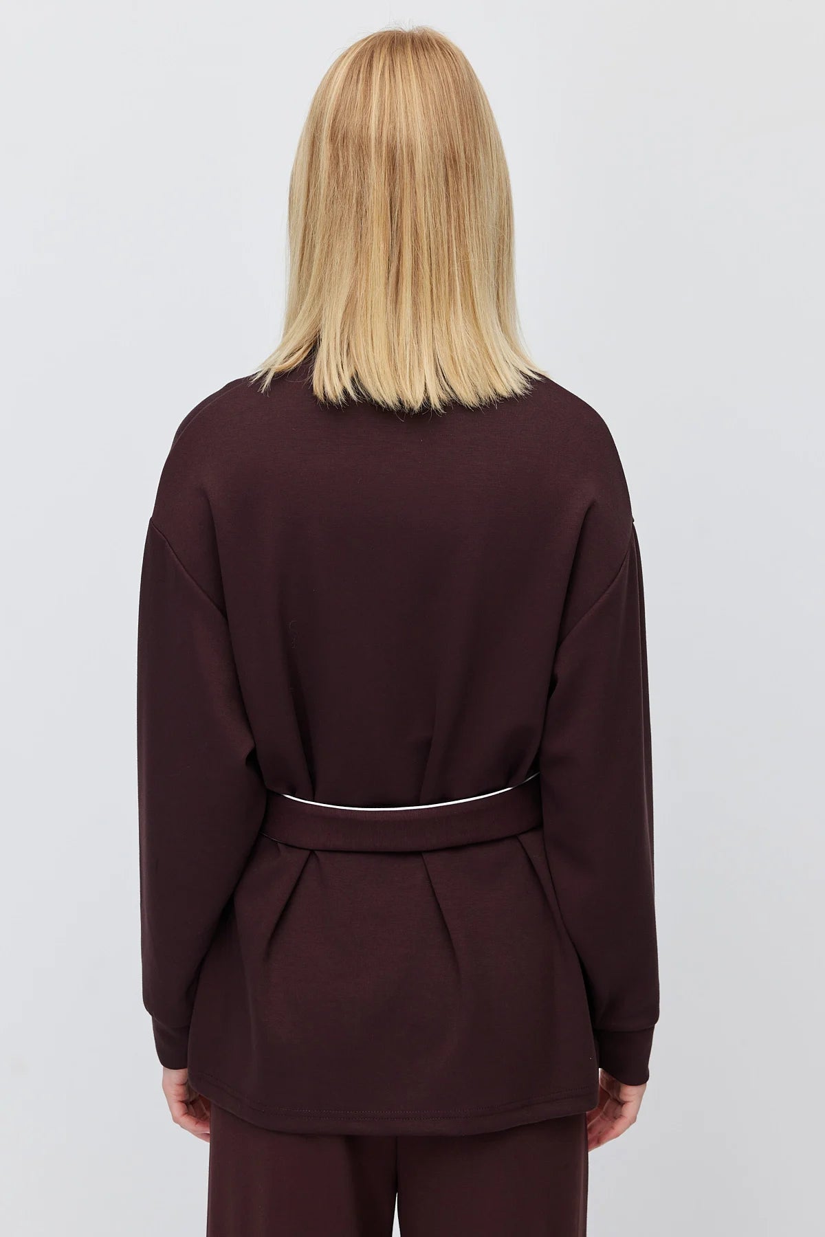 Kadın Beli Kemerli Dik Yaka Sweatshirt