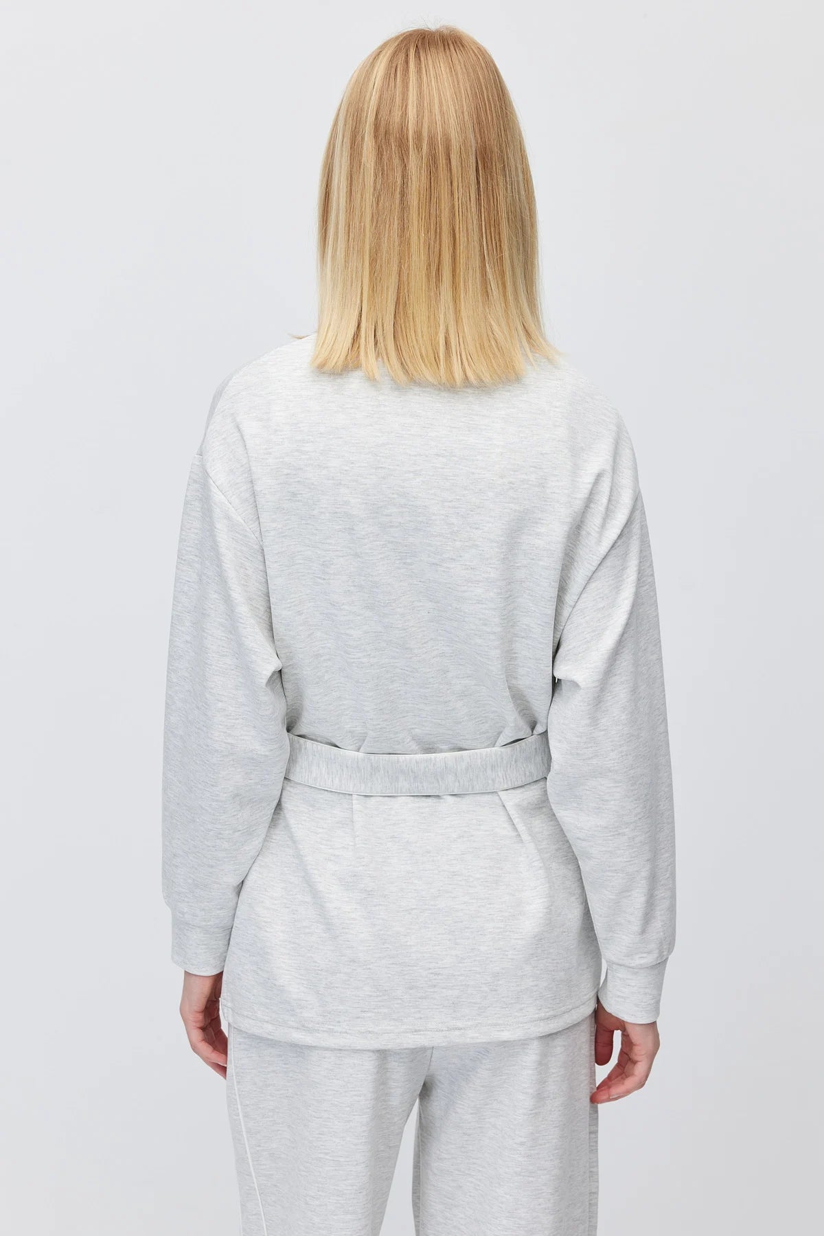 Kadın Beli Kemerli Dik Yaka Sweatshirt