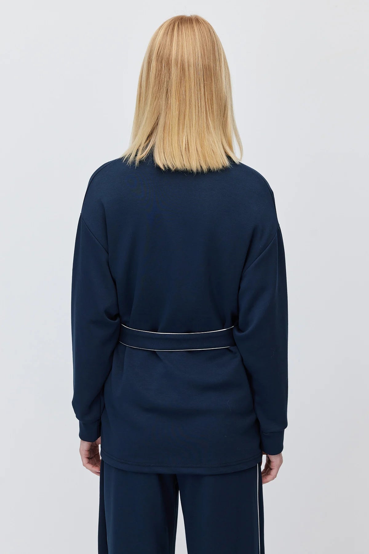 Kadın Beli Kemerli Dik Yaka Sweatshirt