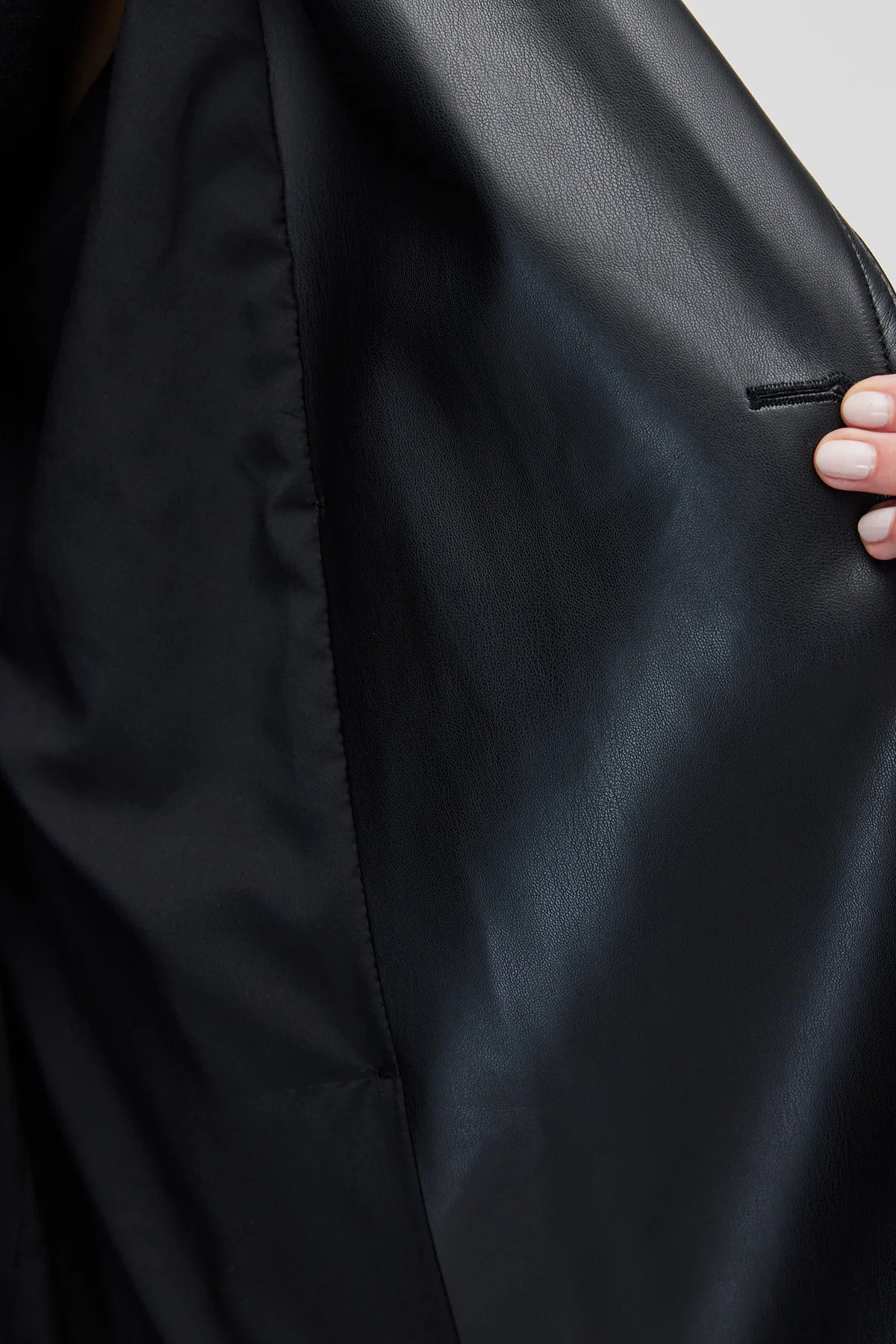 Women's Faux Leather Belted Trench Coat A trench coat