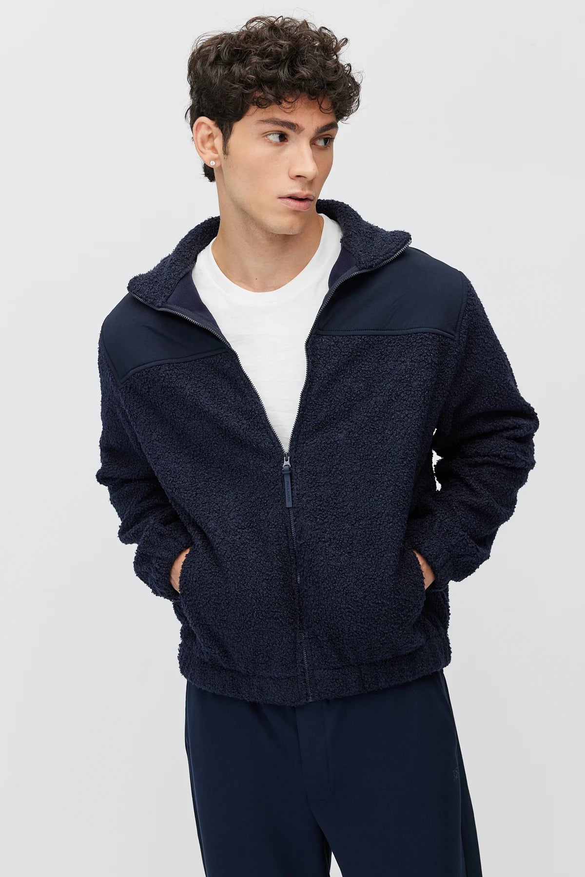 Men's Hooded Double Pocket Plush Jacket