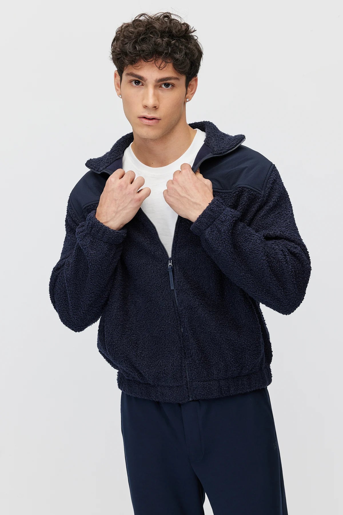 Men's Hooded Double Pocket Plush Jacket
