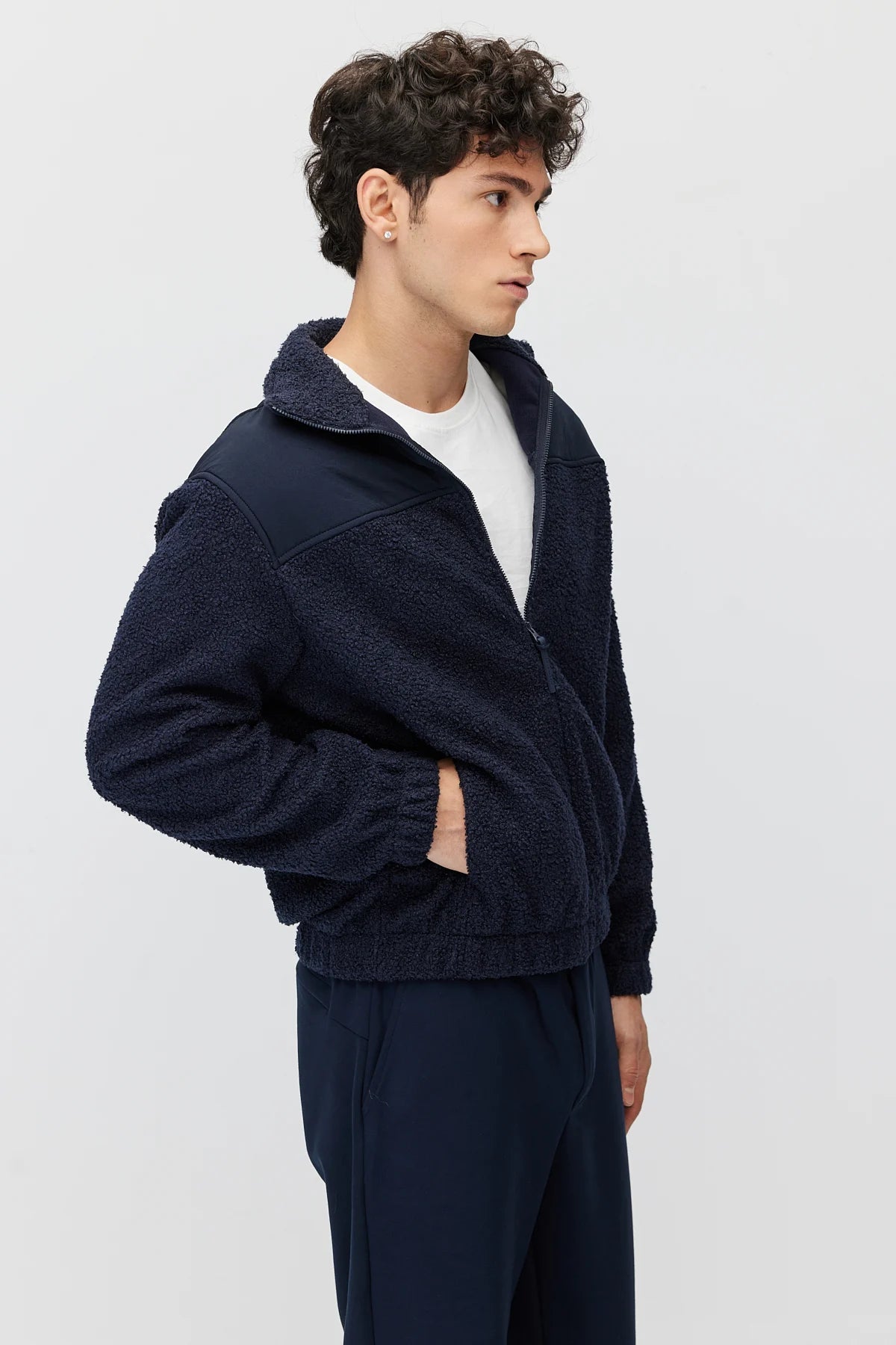 Men's Hooded Double Pocket Plush Jacket